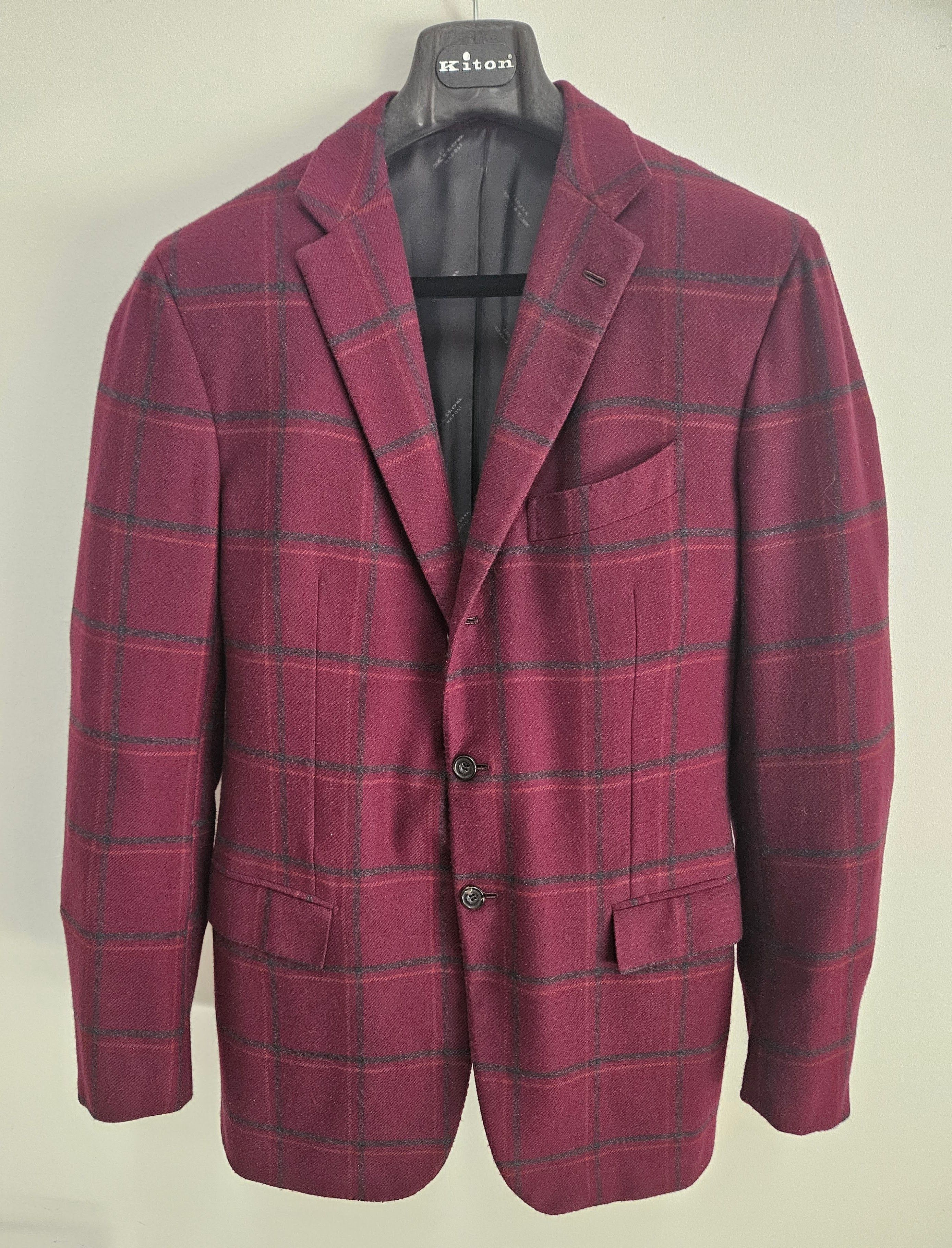 Kiton Kiton Napoli 100% Cashmere Sport Coat Burgundy Italy Size 46L - 1 Thumbnail