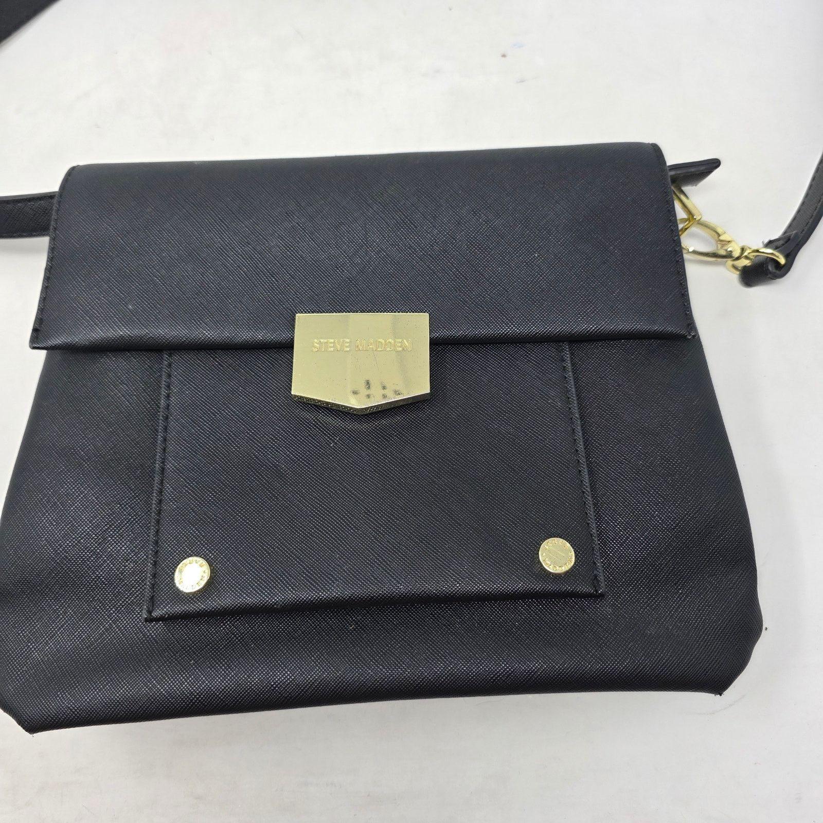 Steve Madden Steve Madden Black Crossbody Foldover Bag Gold Hardware Size ONE SIZE - 2 Thumbnail