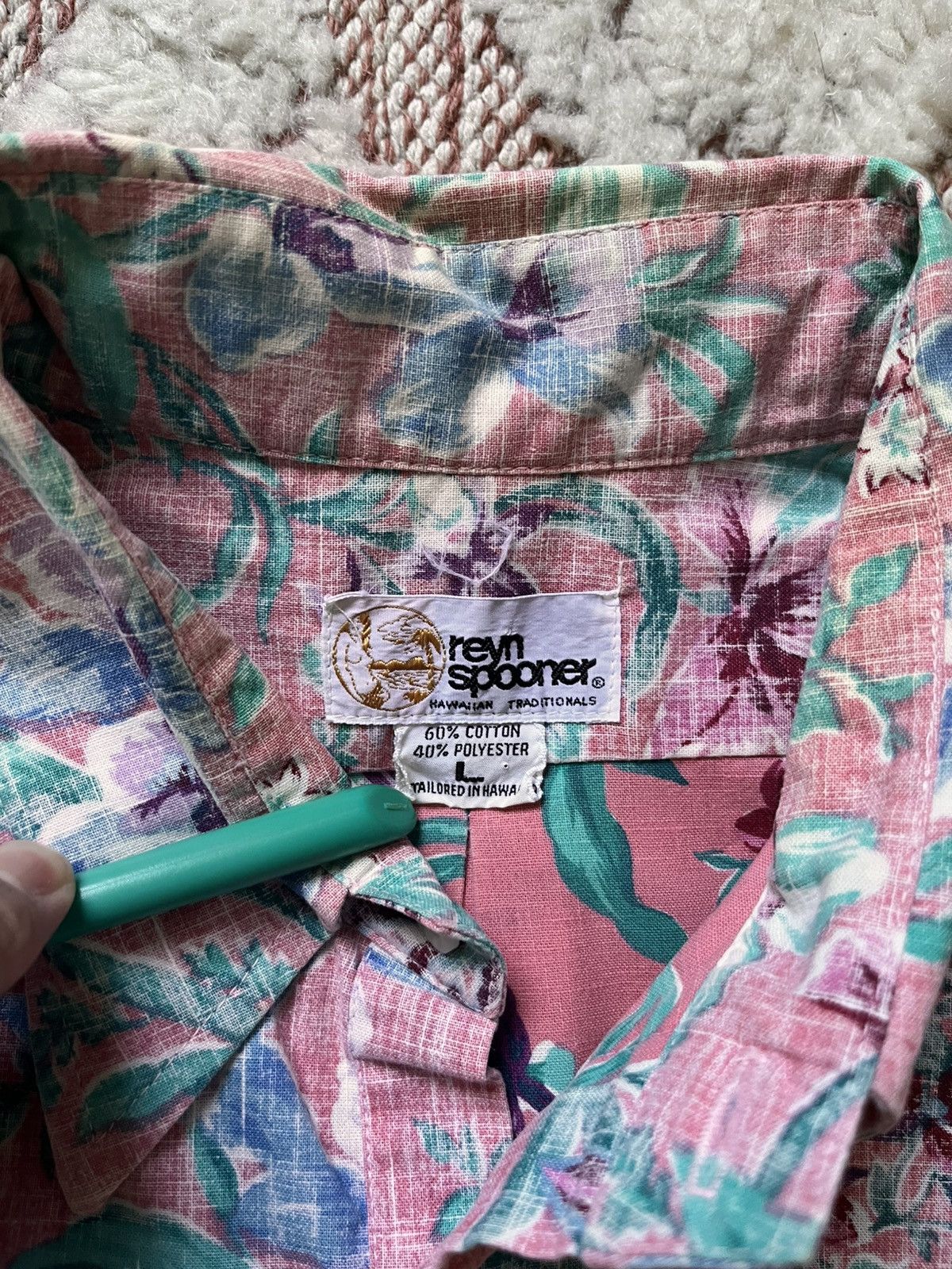 Reyn Spooner × Vintage Reyn Spooner Pink Floral Aloha Shirt - Made in Hawaii (L) Size US M / EU 48-50 / 2 - 2 Thumbnail