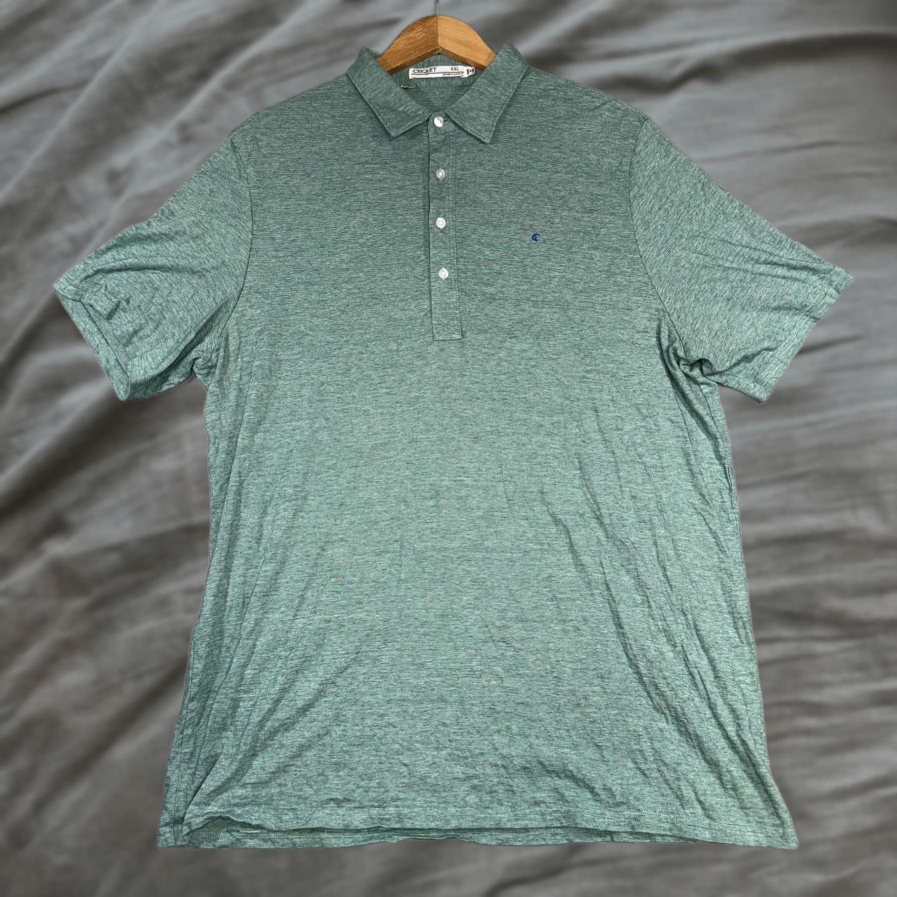 Vintage Criquet Polo Shirt Mens 2XL Green Heathered Organic Cotton Golf Casual Austin Size US XXL / EU 58 / 5 - 1 Thumbnail