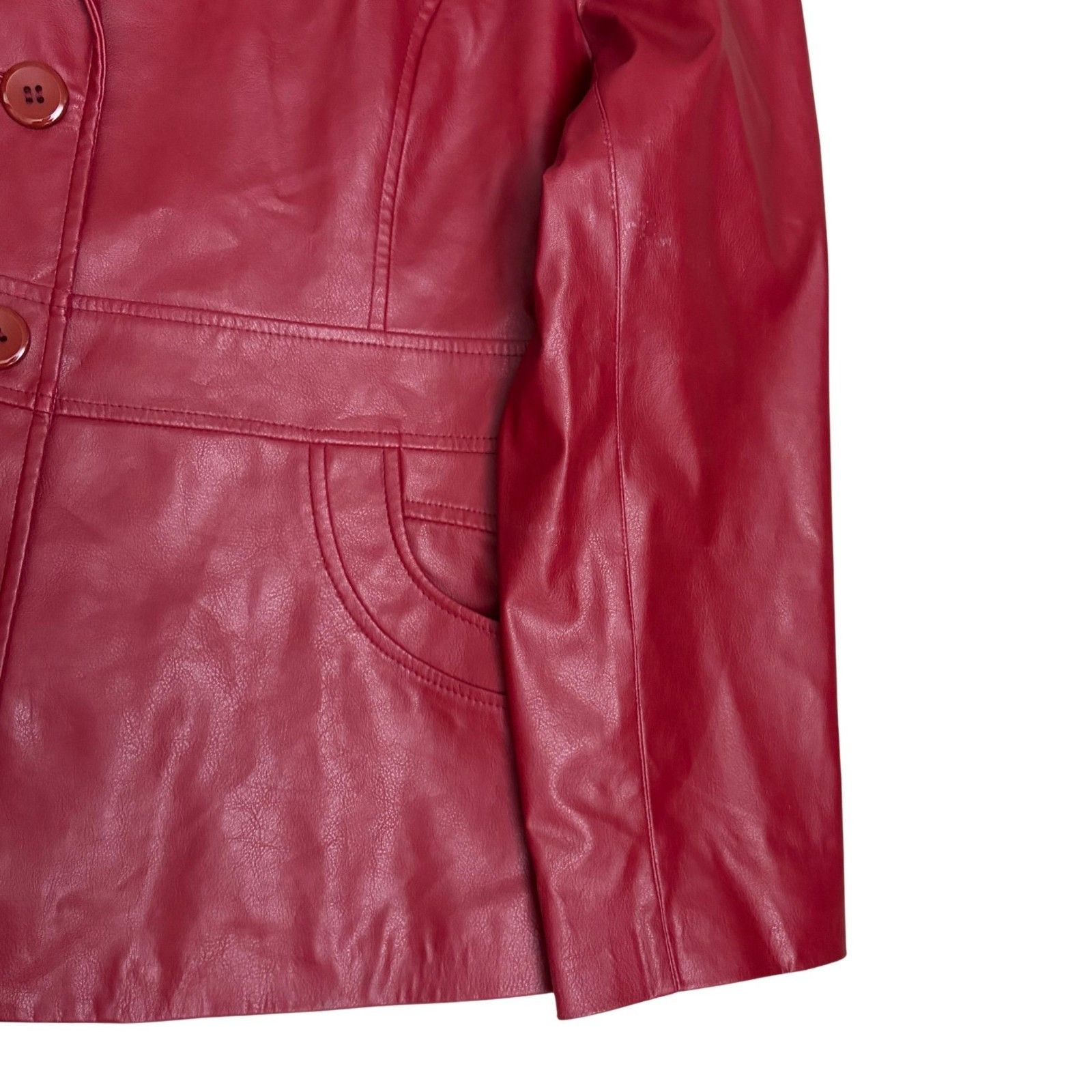 Other SEQUENCE Faux Vegan Leather Red Jacket Business Coat XL Size XL / US 12-14 / IT 48-50 - 6 Thumbnail