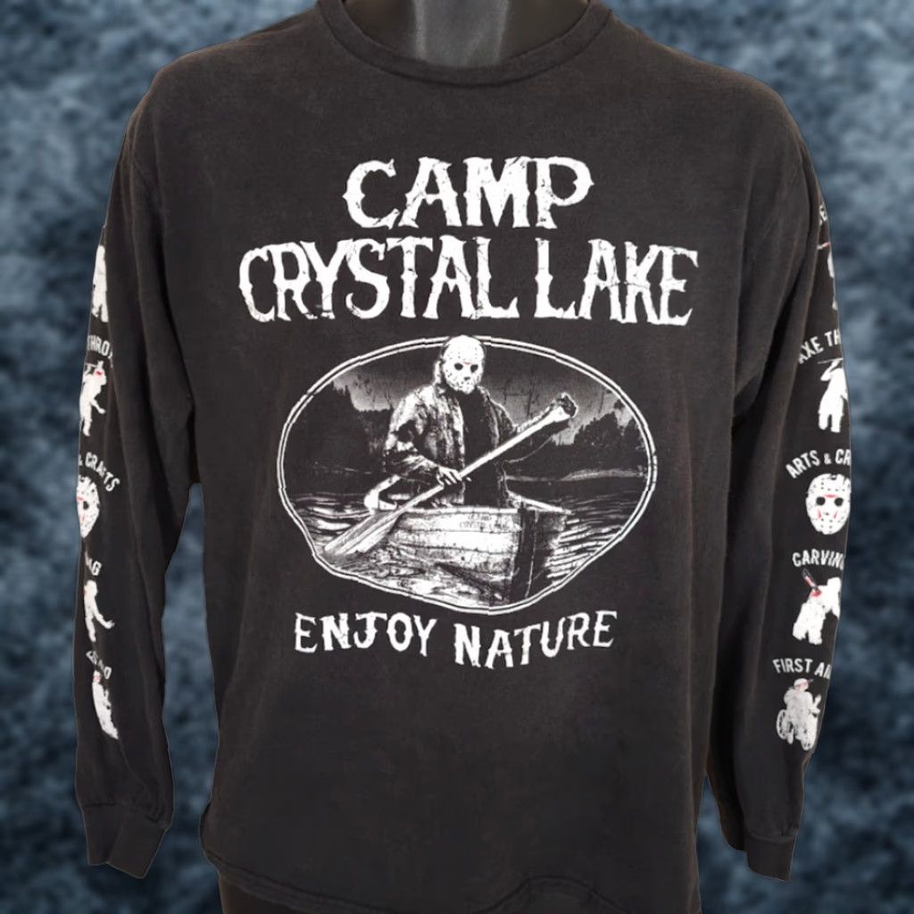 Vintage Friday The 13th T Shirt Mens Size Medium Black Camp Crystal Lake Enjoy Nature Jason Voorhees Size US M / EU 48-50 / 2 - 1 Thumbnail