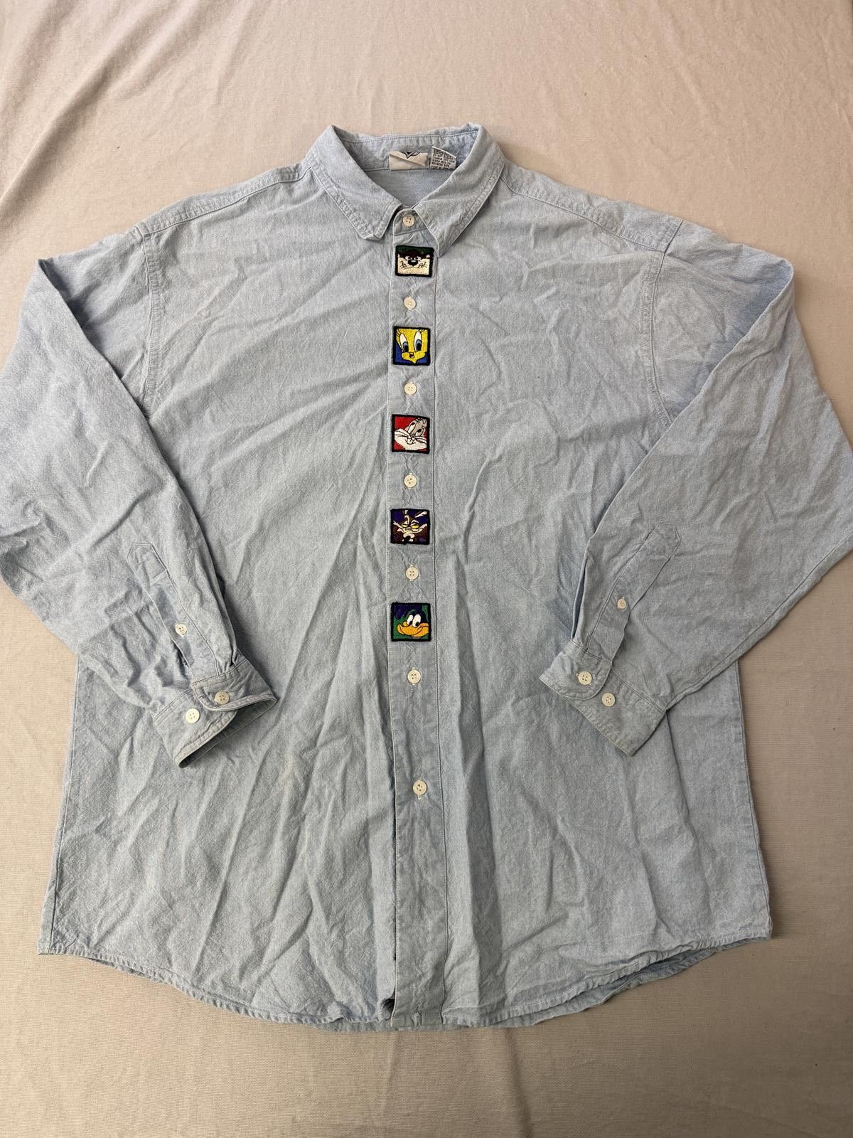 Warner Bros VTG Looney Tunes Denim Button Up Acme Clothing Co 1994 -L Size US L / EU 52-54 / 3 - 1 Thumbnail