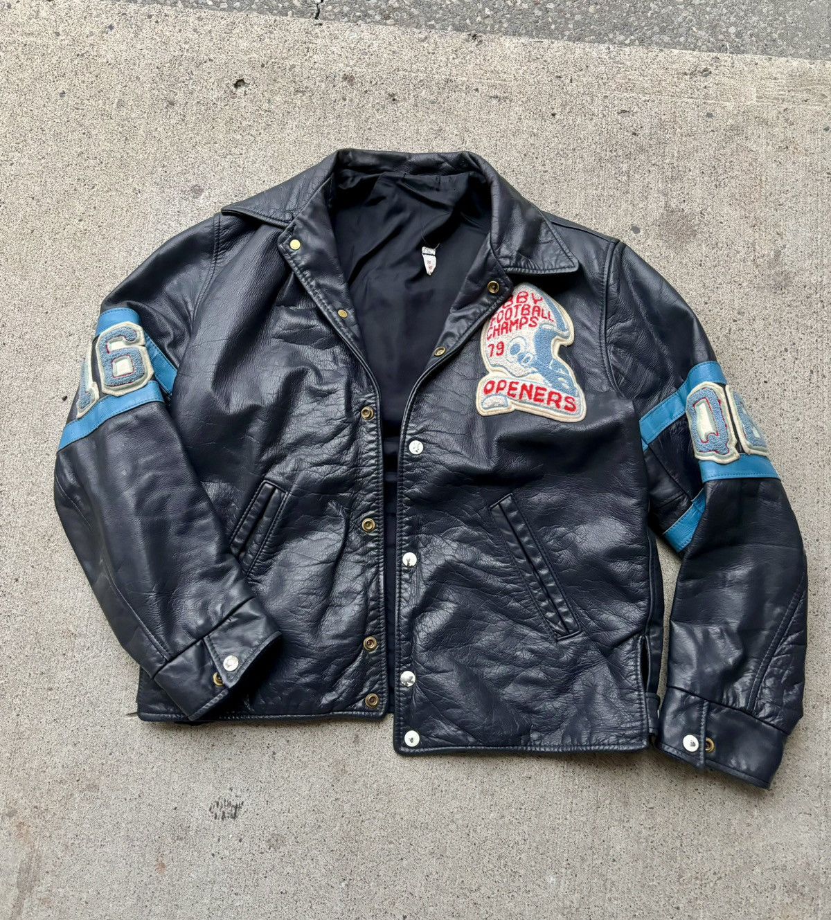 Vintage 1979 BBY Football Champions Leather Jacket “Openers” Size US S / EU 44-46 / 1 - 1 Thumbnail