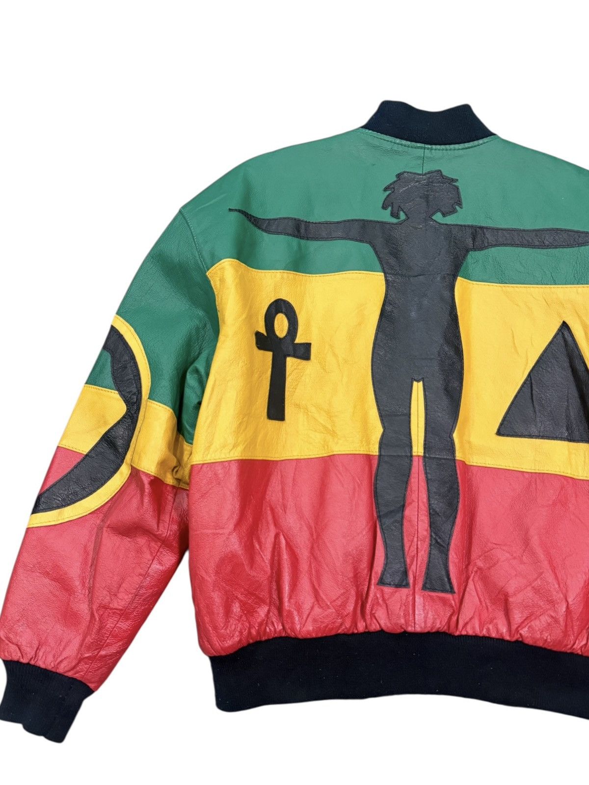 Michael Hoban RARE VINTAGE MICHAEL HOBAN RASTA LEATHER BOMBERS JACKET Size US M / EU 48-50 / 2 - 9 Thumbnail