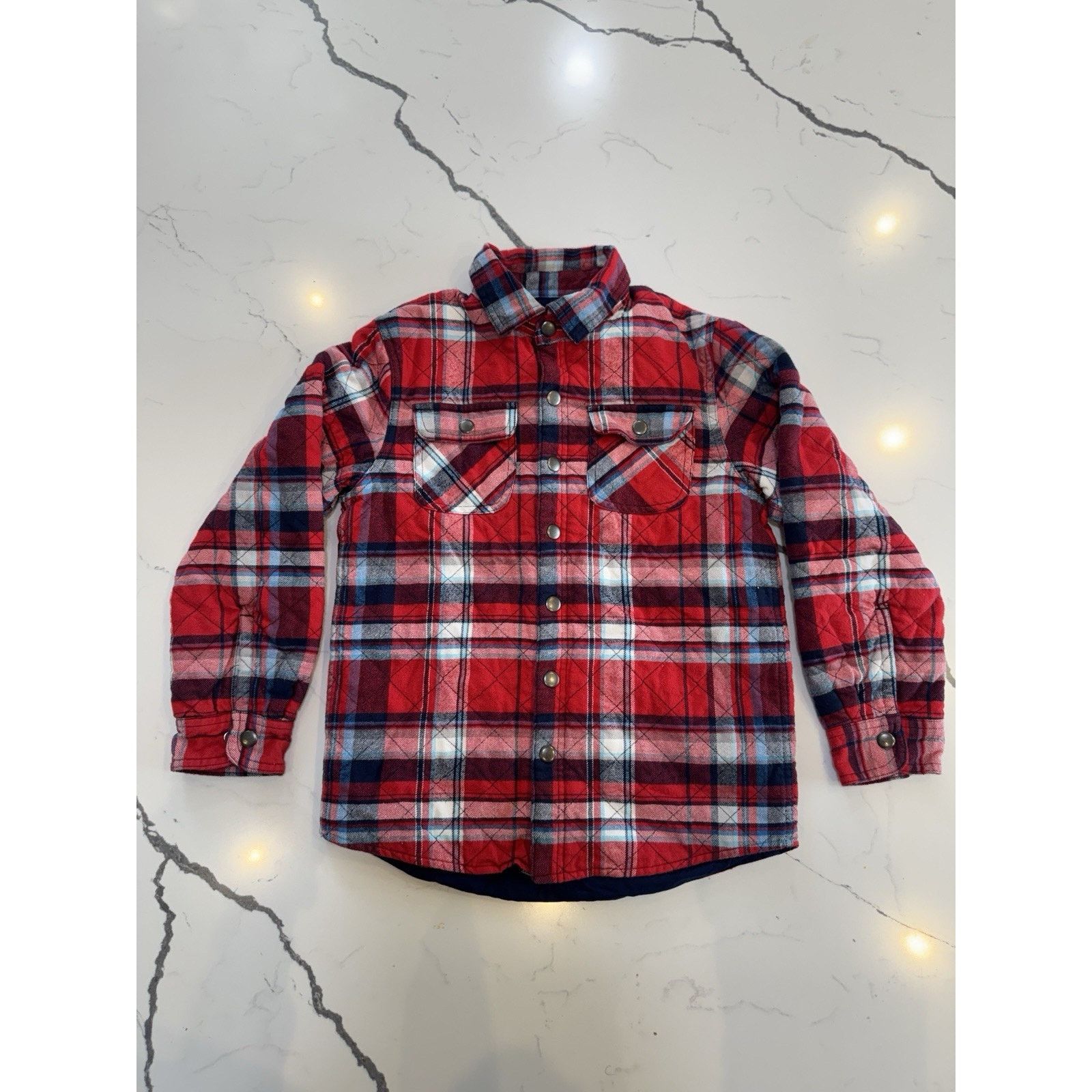 Other Cat & Jack Red Flannel Lined Snap Jacket Kids Youth M (8/10) Size US M / EU 48-50 / 2 - 1 Thumbnail