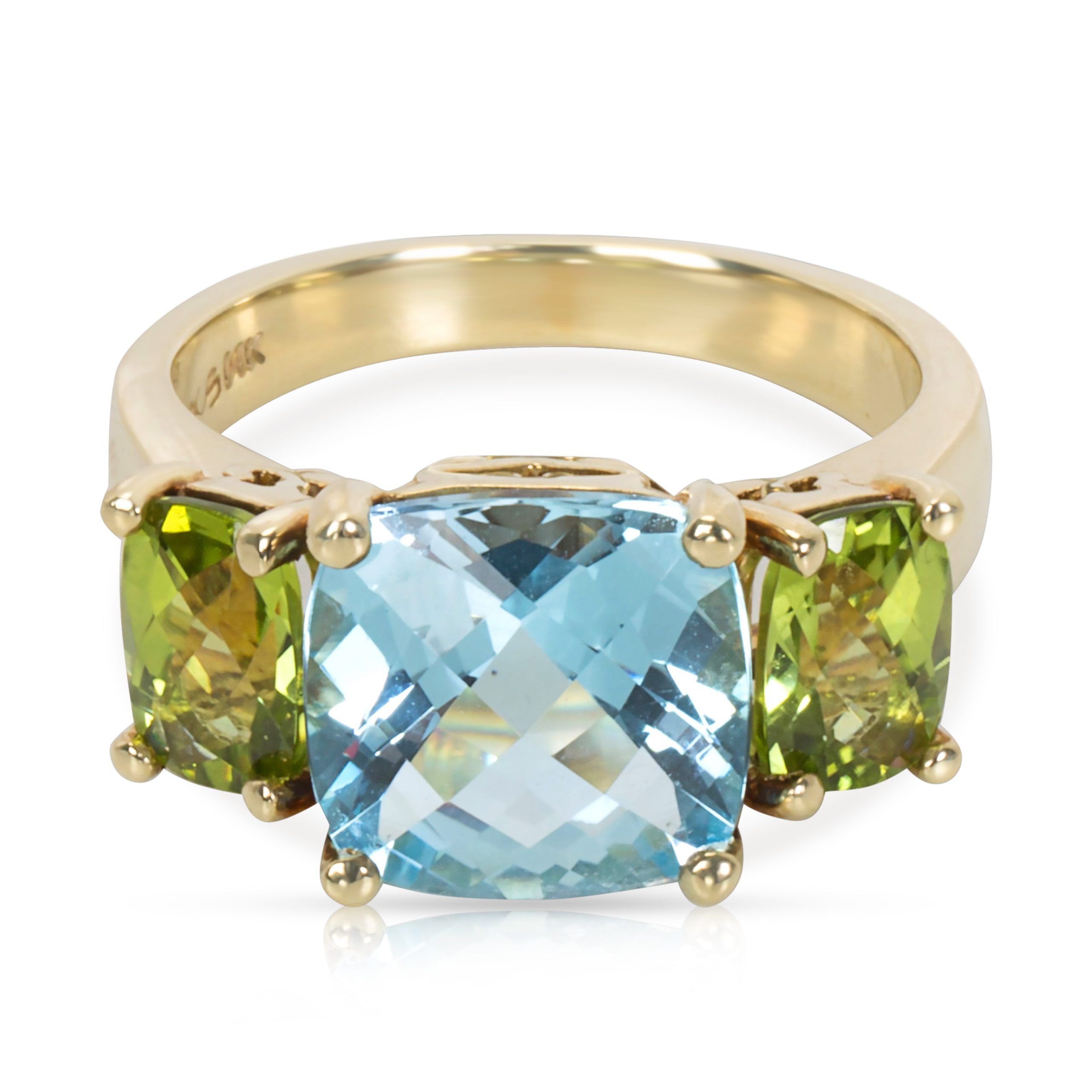 Swiss Blue Topaz & Peridot Ring in 14K Yellow Gold