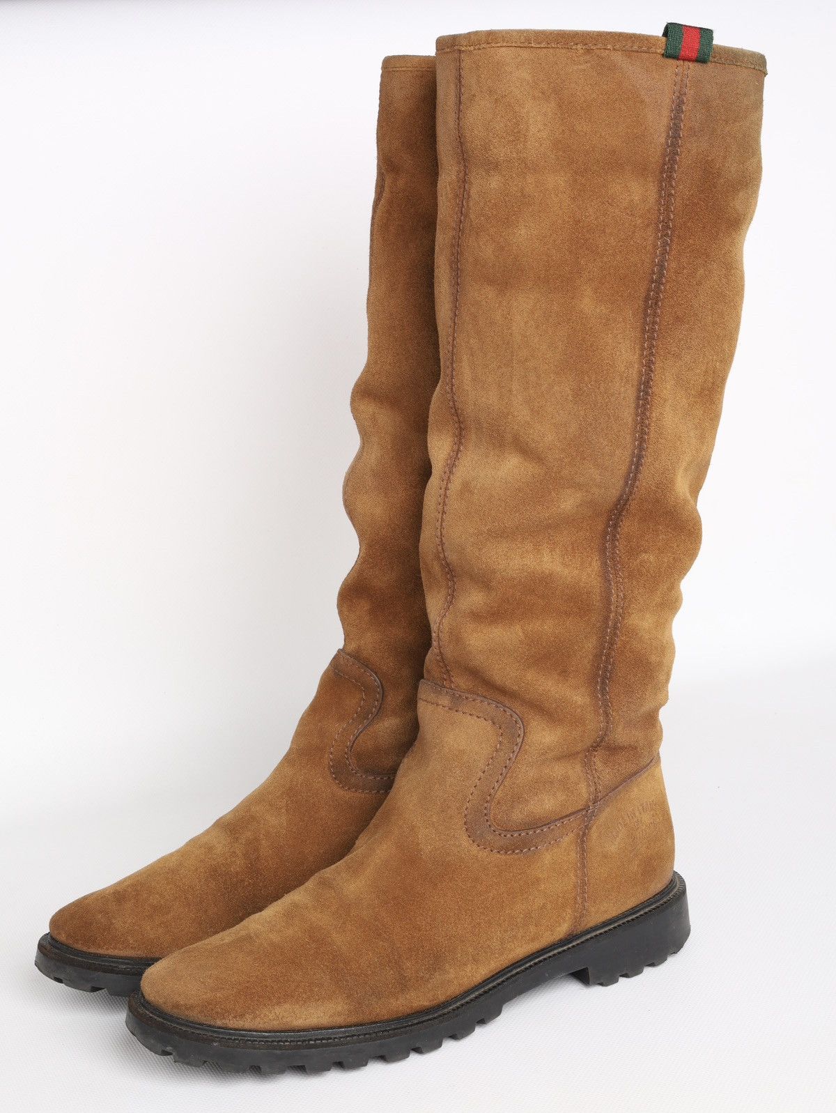 Gucci Gucci Suede Shearling Web Boots Brown Saint Moritz High Shoe Size US 8.5 / IT 38.5 - 18 Thumbnail