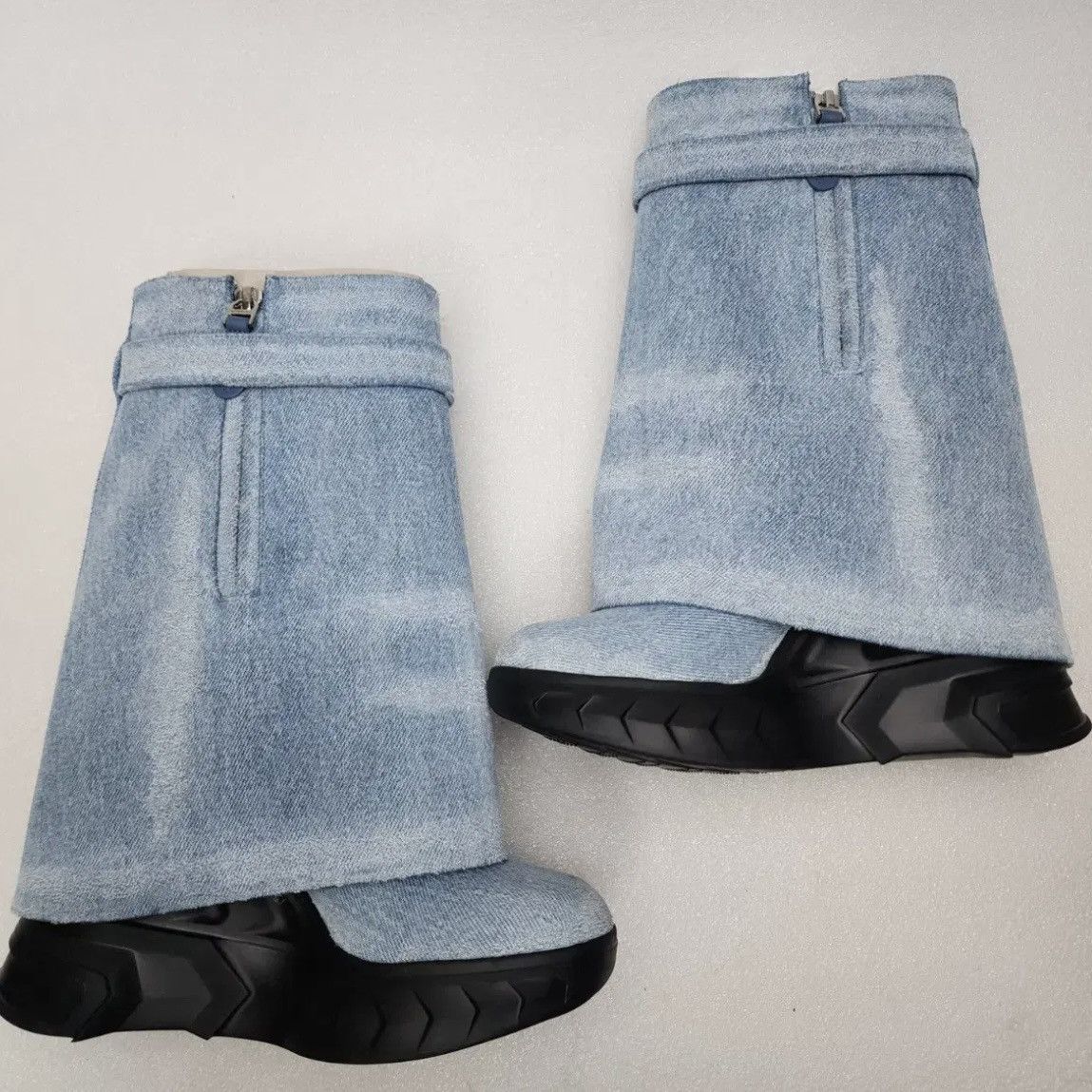 Givenchy Givenchy Shark Lock Biker Ankle Boots in Denim Size US 6 / IT 36 - 4 Thumbnail