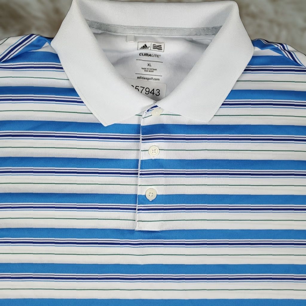 Adidas Adidas Polo Shirt Mens XL Blue Striped Casual Golf Short Sleeve Size US XL / EU 56 / 4 - 1 Thumbnail