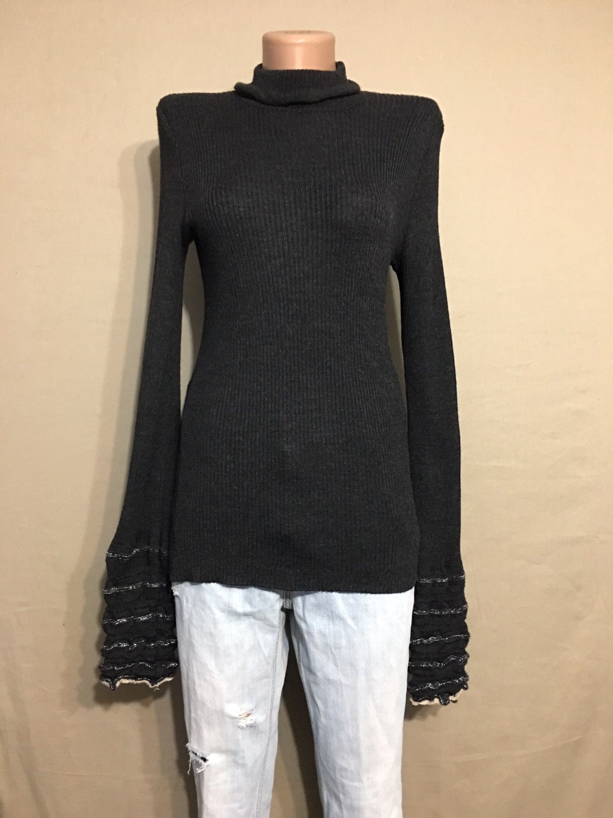 Marithe Francois Girbaud Black Wool Designer Sweater EU 40