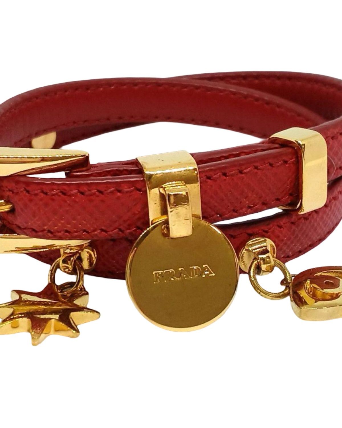 Prada Red Saffiano Leather Double Wrap Bracelet Size ONE SIZE - 7 Thumbnail