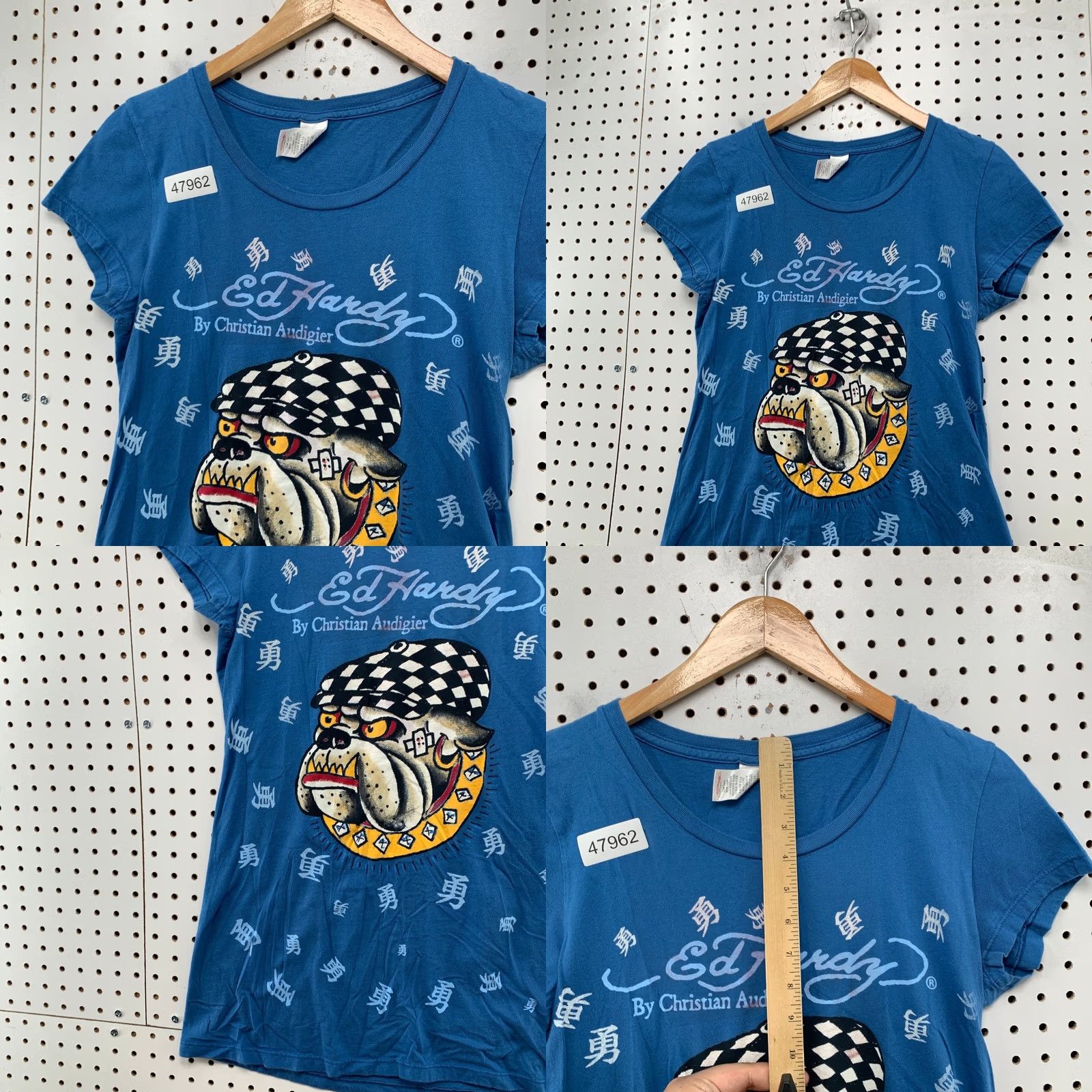 Ed Hardy VINTAGE Ed Hardy Bull Dog Top Womens L Beige Rhinestone Studded Y2K Shirt Womens LL? Size L / US 10 / IT 46 - 8 Thumbnail