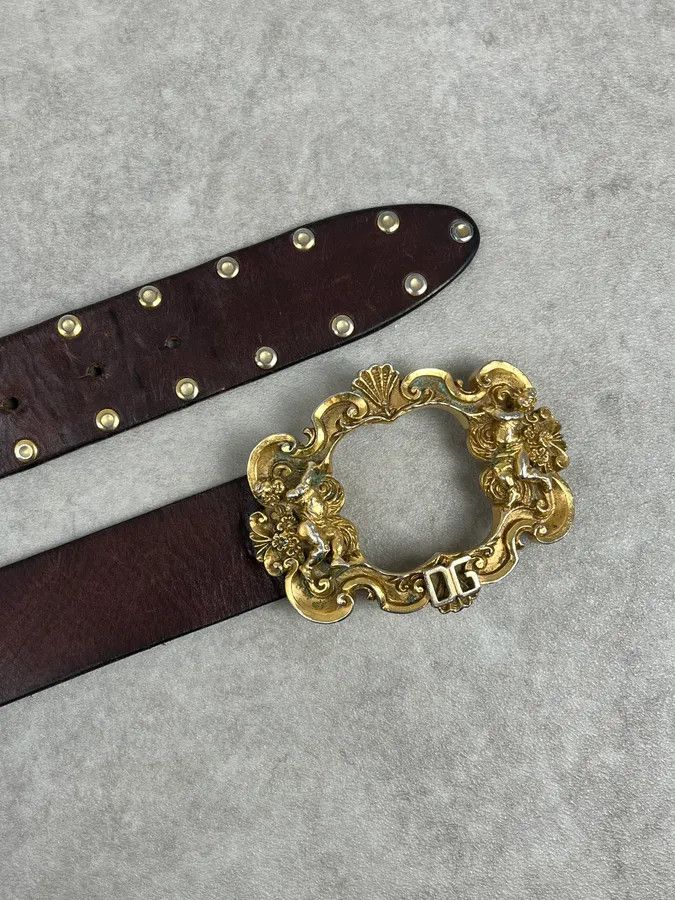 Dolce & Gabbana AW2006 Dolce & Gabbana Dark Brown Leather Baroque Angel Studded Belt Size ONE SIZE - 7 Thumbnail