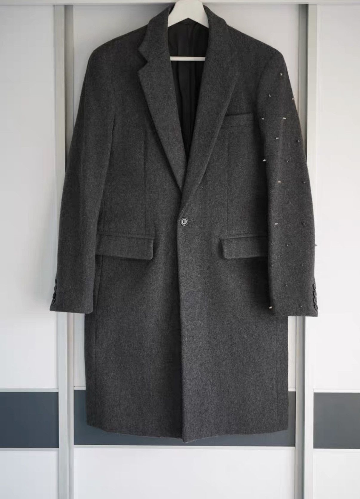 Yohji Yamamoto Sulvam 15AW Studded Sleeve Wool Coat K4 Size US S / EU 44-46 / 1 - 1 Thumbnail