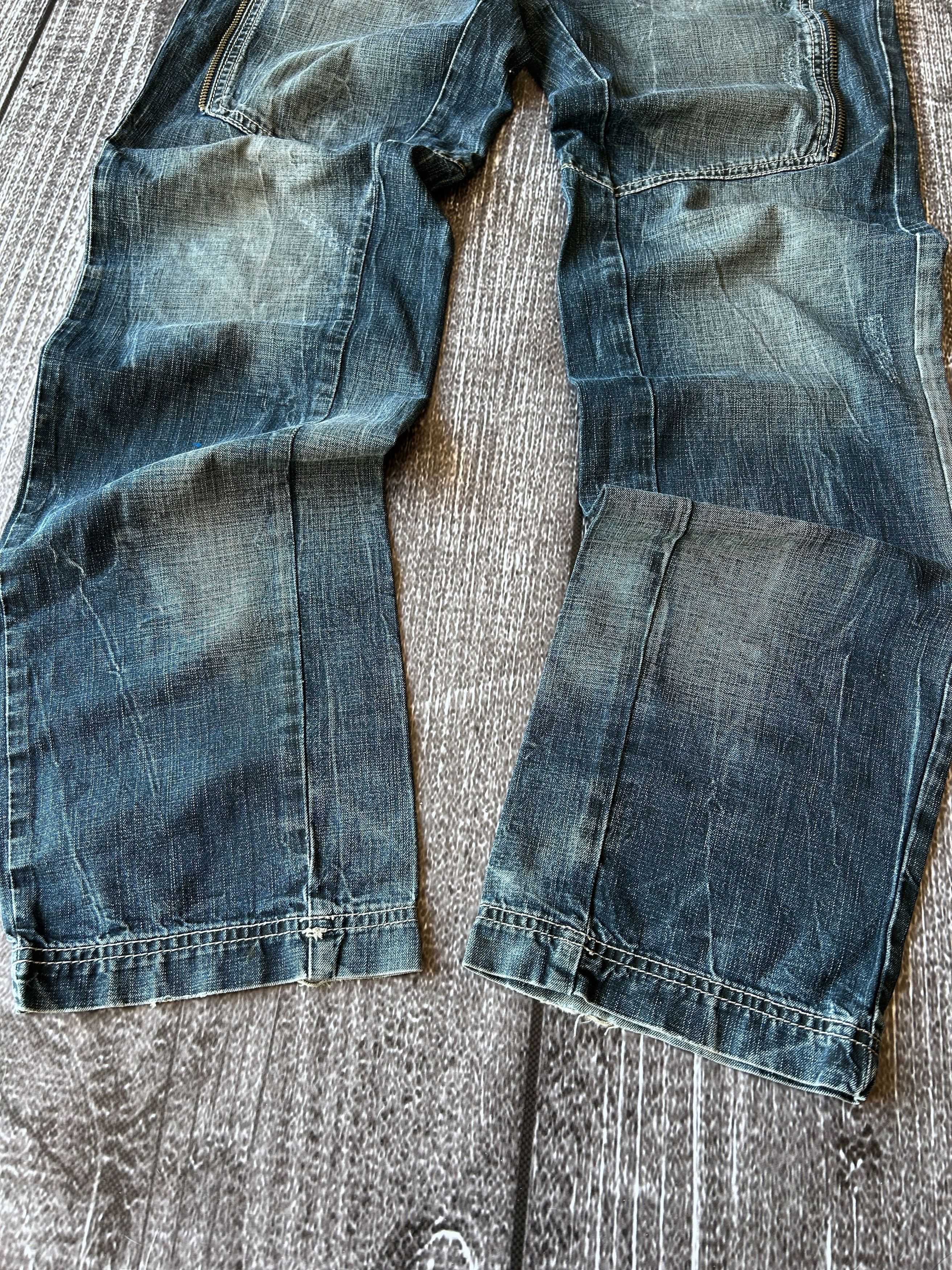 Vintage Vintage Faded Denim Jeans Zip Pocket Biker Skate Y2K Style Size US 32 / EU 48 - 6 Thumbnail
