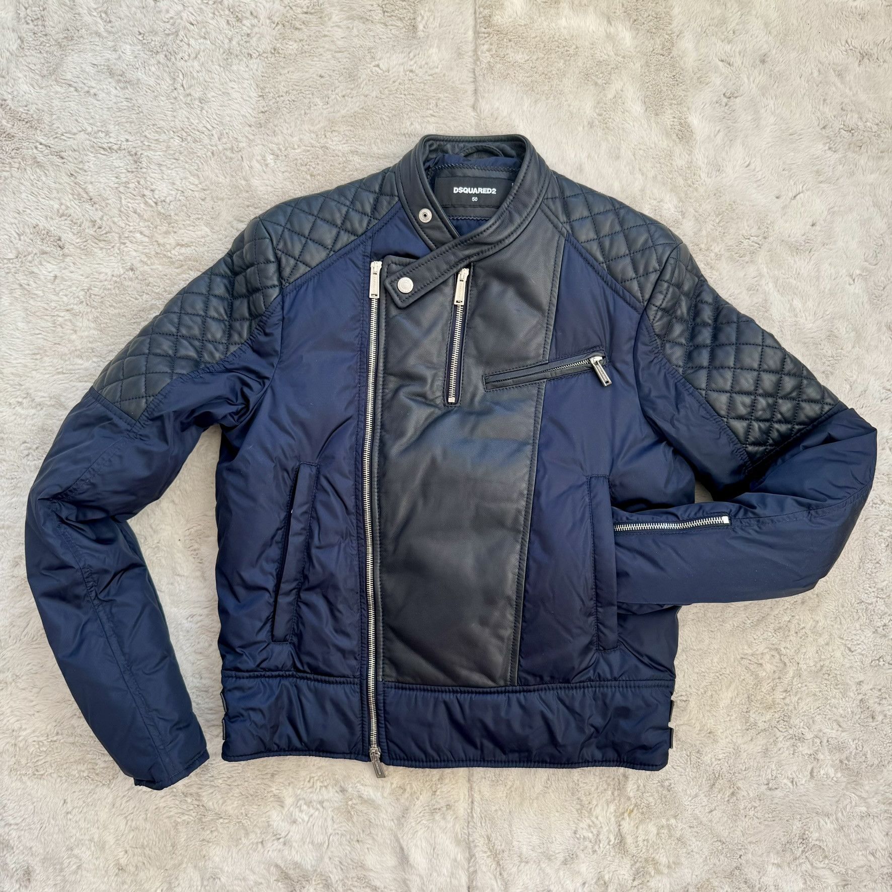 Dsquared2 Dsquared2 Quilted Nylon & Leather Biker Jacket – Size 50 (M) Size US M / EU 48-50 / 2 - 1 Thumbnail