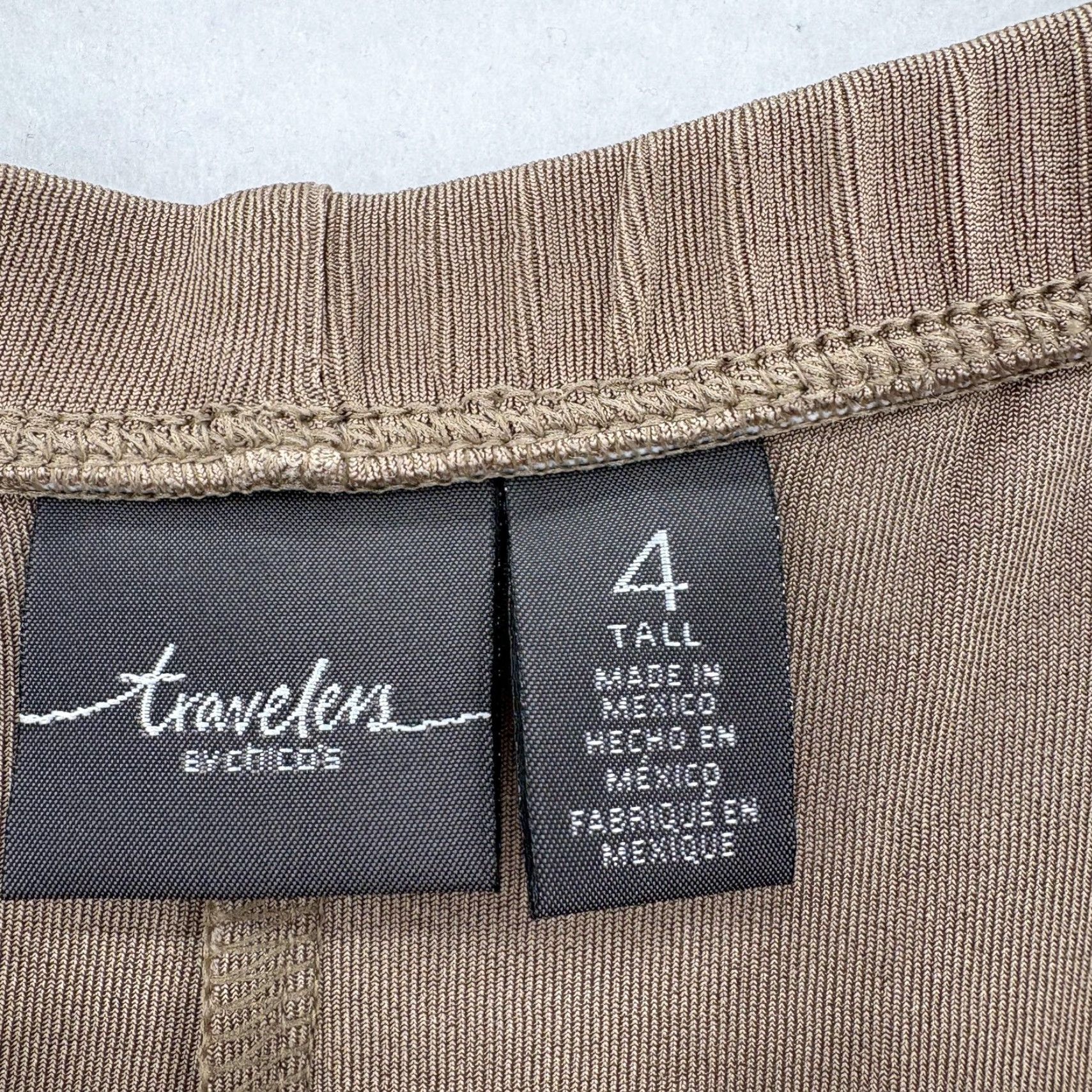 Vintage Chicos Travelers Pants Womens 4 Tall Straight Brown Slinky Knit Pull On Stretch Pants Size 42" / US 20 - 4 Thumbnail