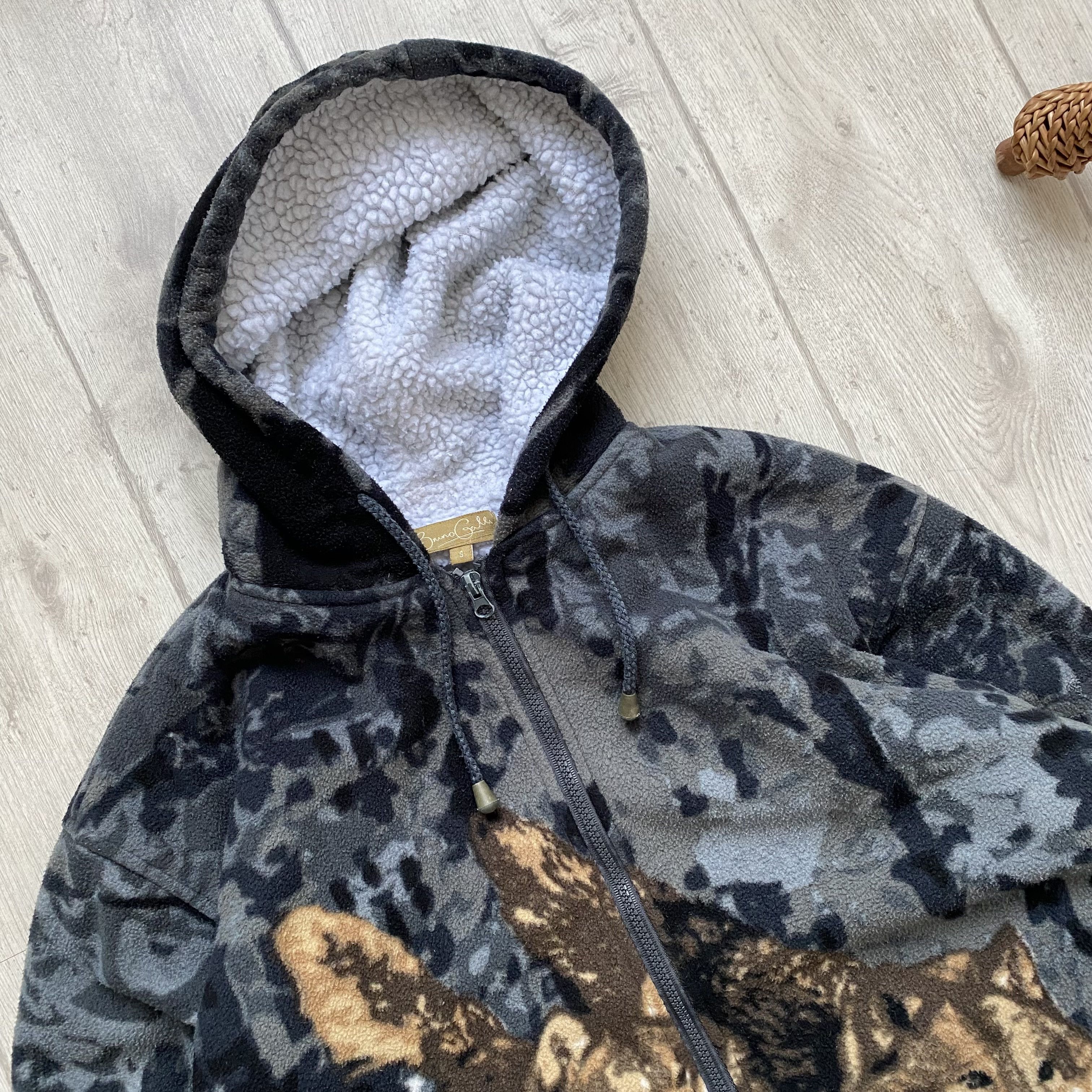 Polartec 🐺Vintage 90s Wolf Fleece Over Print Animals Sherpa Jacket Size US S / EU 44-46 / 1 - 2 Thumbnail