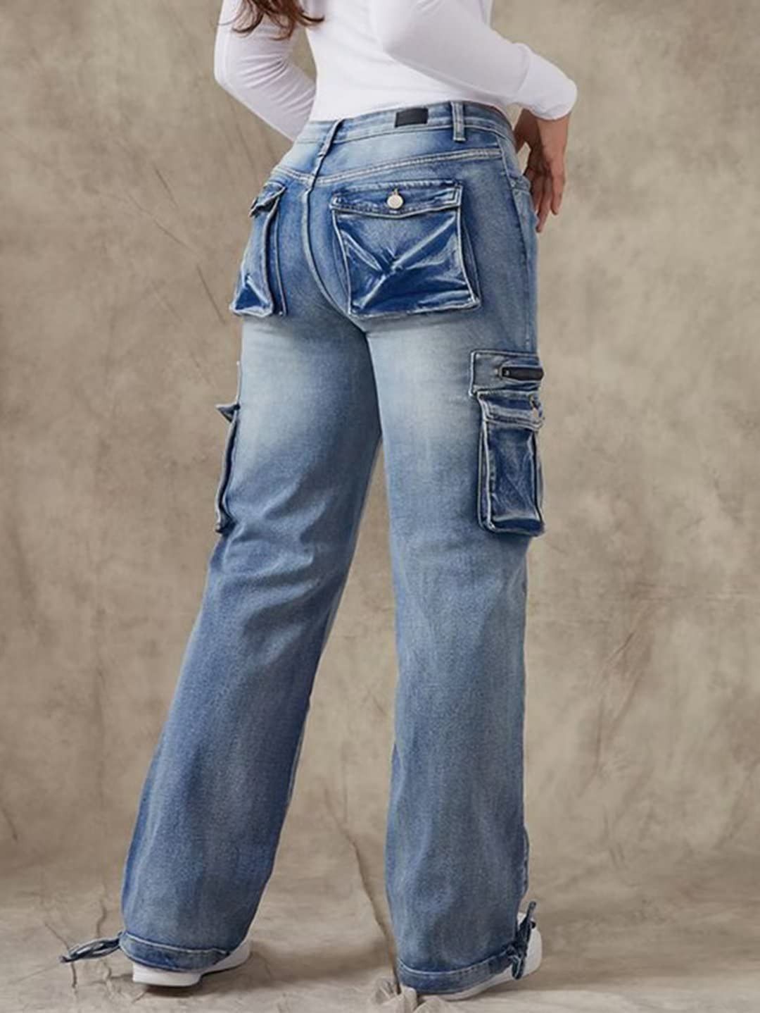 Vintage Women Drawstring Flap Pocket Low Waist Size US 34 / EU 50 - 2 Thumbnail