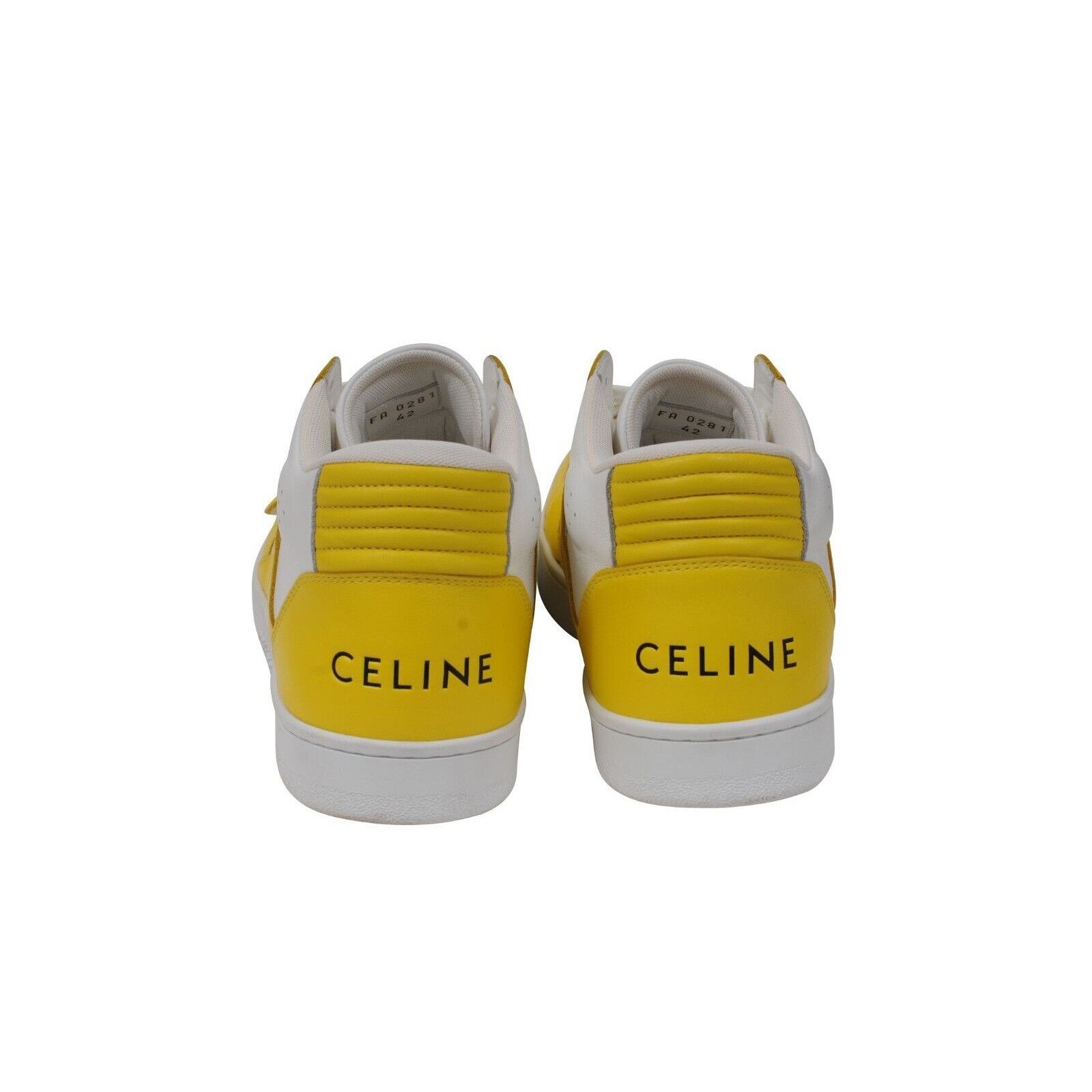 Celine CT 02 Mid Top Sneakers Yellow White Leather Size US 9 / EU 42 - 6 Thumbnail