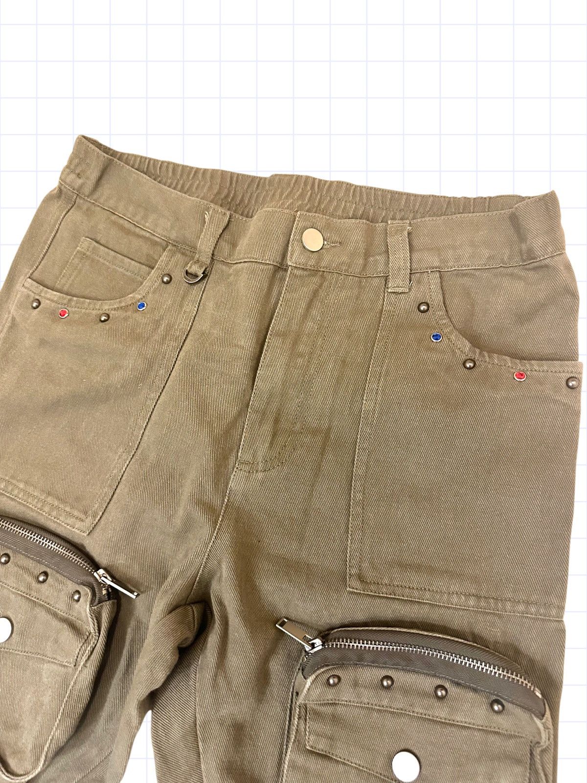 Japanese Brand × Vintage Japanese Twill Embellished Bondage Pouch Pockets Pants XL Size US 32 / EU 48 - 4 Thumbnail