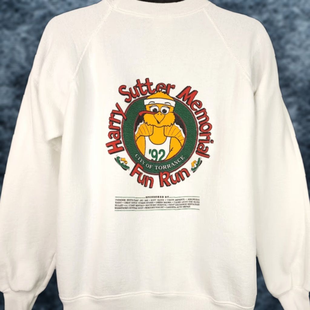 Hanes VINTAGE Hanes Sweatshirt Mens 90s Turkey Trot Fun Run Crew Neck Pullover Size M White Made In USA Size US M / EU 48-50 / 2 - 1 Thumbnail
