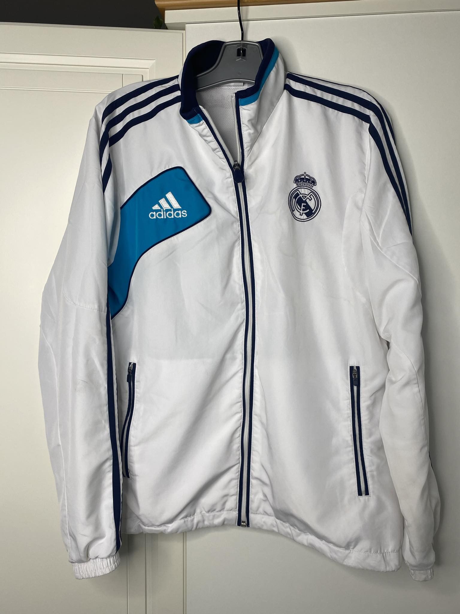 Image of Vintage Jersey Adidas Real Madrid Track Jacket in White, Men's (Size Small)