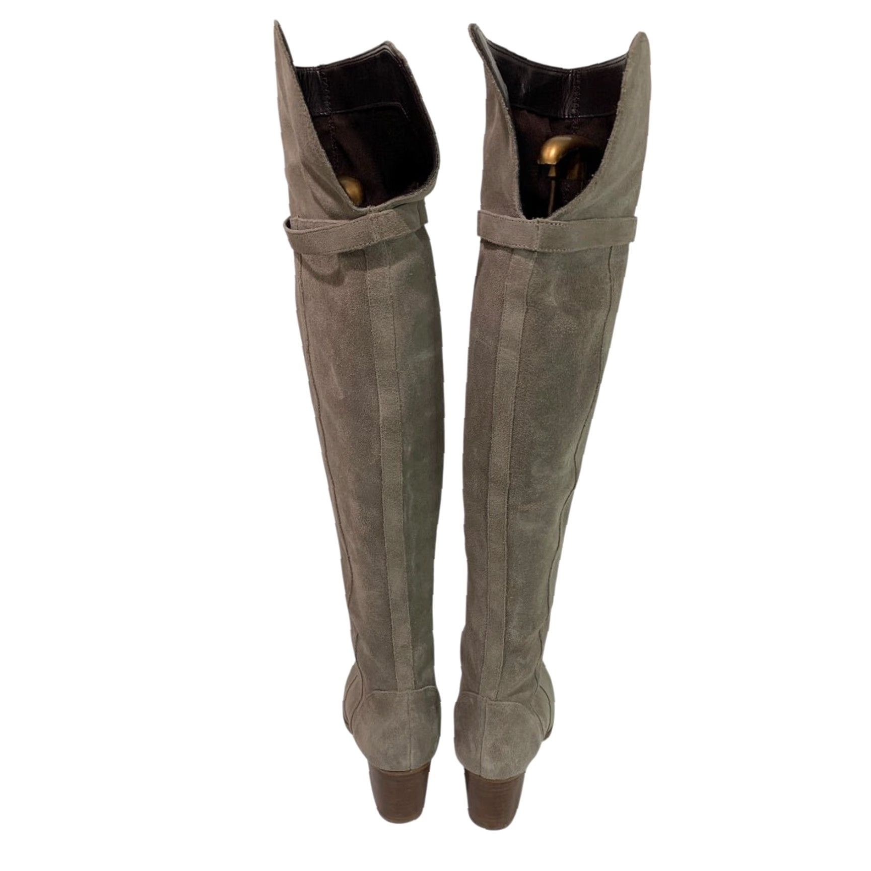 Vintage Sole Society Suede Knee Boots Mushroom Erika 2.5" Block Heel Size 6 Womens Brown Knit? Wait no knit. Hold on. Size US 6 / IT 36 - 5 Thumbnail
