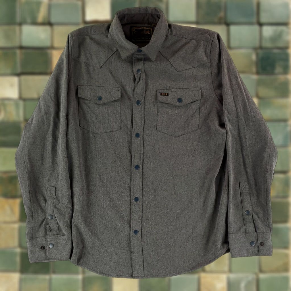 Howler Bros Shirt Snap Button Up Snap Gray Long Sleeve Mens M