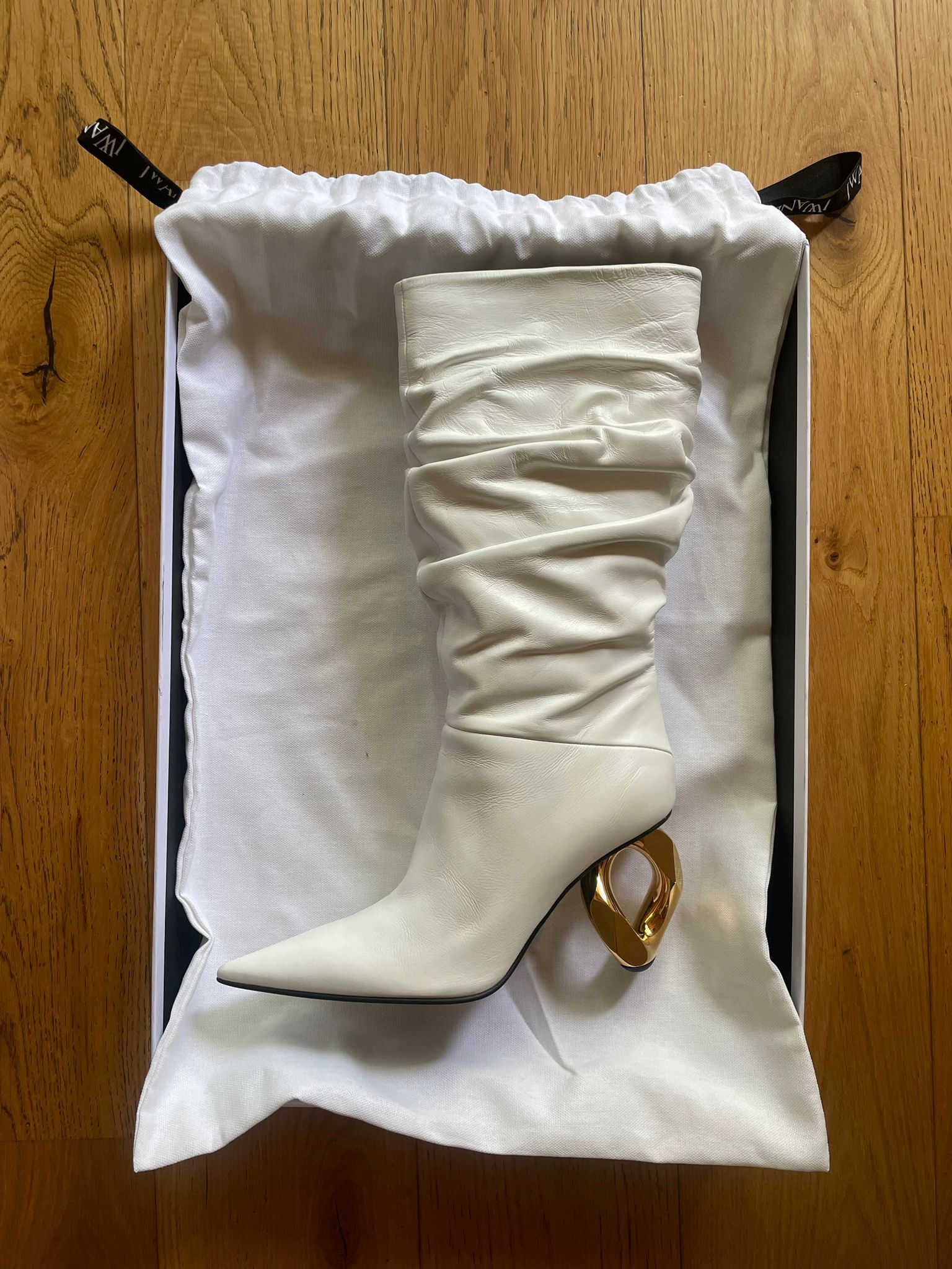 JW Anderson JW Anderson Chain Heel Boot Slouching White Gold Size US 9 / IT 39 - 4 Thumbnail