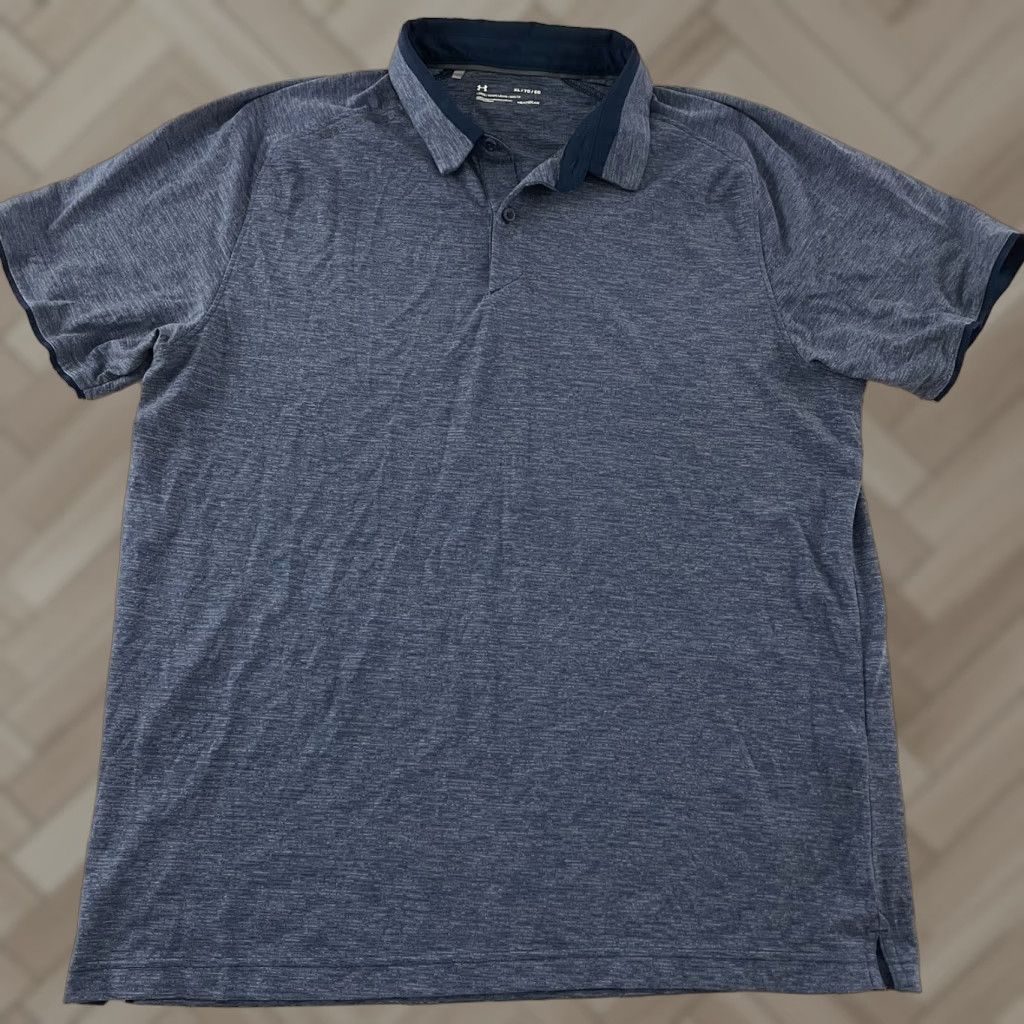 Under Armour Under Armour HeatGear Polo Shirt Mens XL Blue Short Sleeve Button-Up Breathable Solid Polo Shirt Size US XL / EU 56 / 4 - 1 Thumbnail