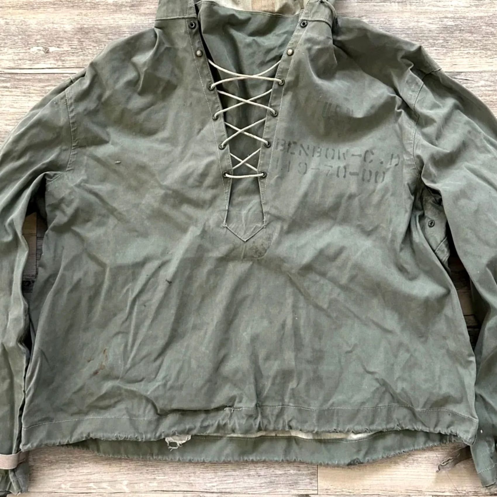 Vintage Vintage 40s WWII USN Foul Weather Smock Jacket - XL - Pre-Owned - Anorak - Green Size US XL / EU 56 / 4 - 2 Thumbnail