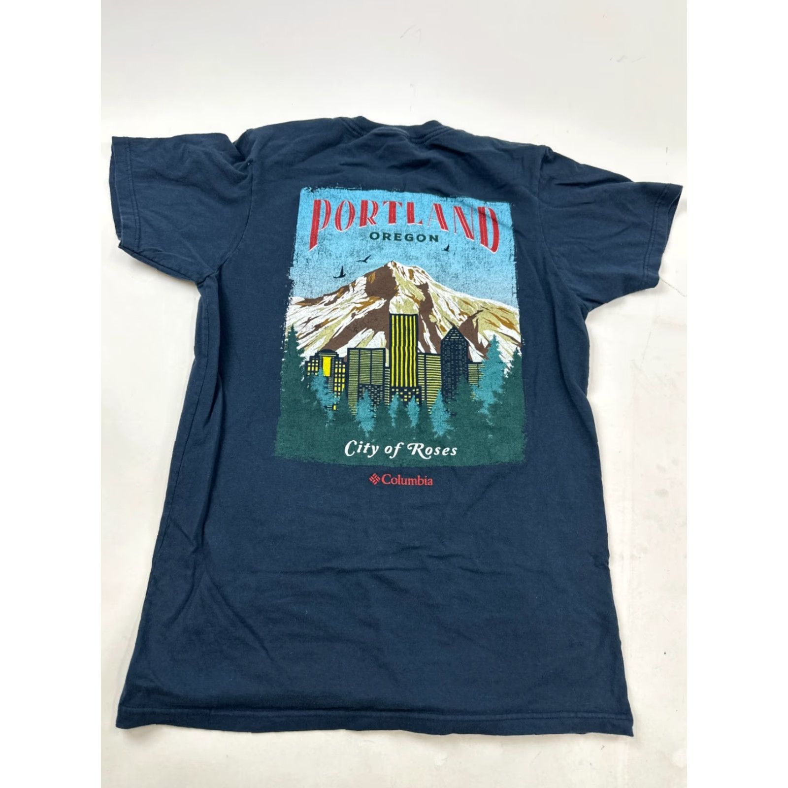 Vintage Columbia Shirt Mens Small Blue Graphic Portland Oregon Tee Short Sleeve Crew Neck Regular Fit 100% Cotton Spring Summer Mens Size US S / EU 44-46 / 1 - 4 Thumbnail