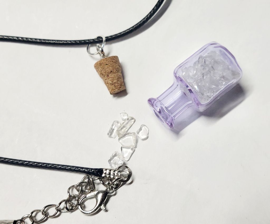 Handmade Natural crystal clear quartz in mini bottle necklace Size ONE SIZE - 1 Thumbnail