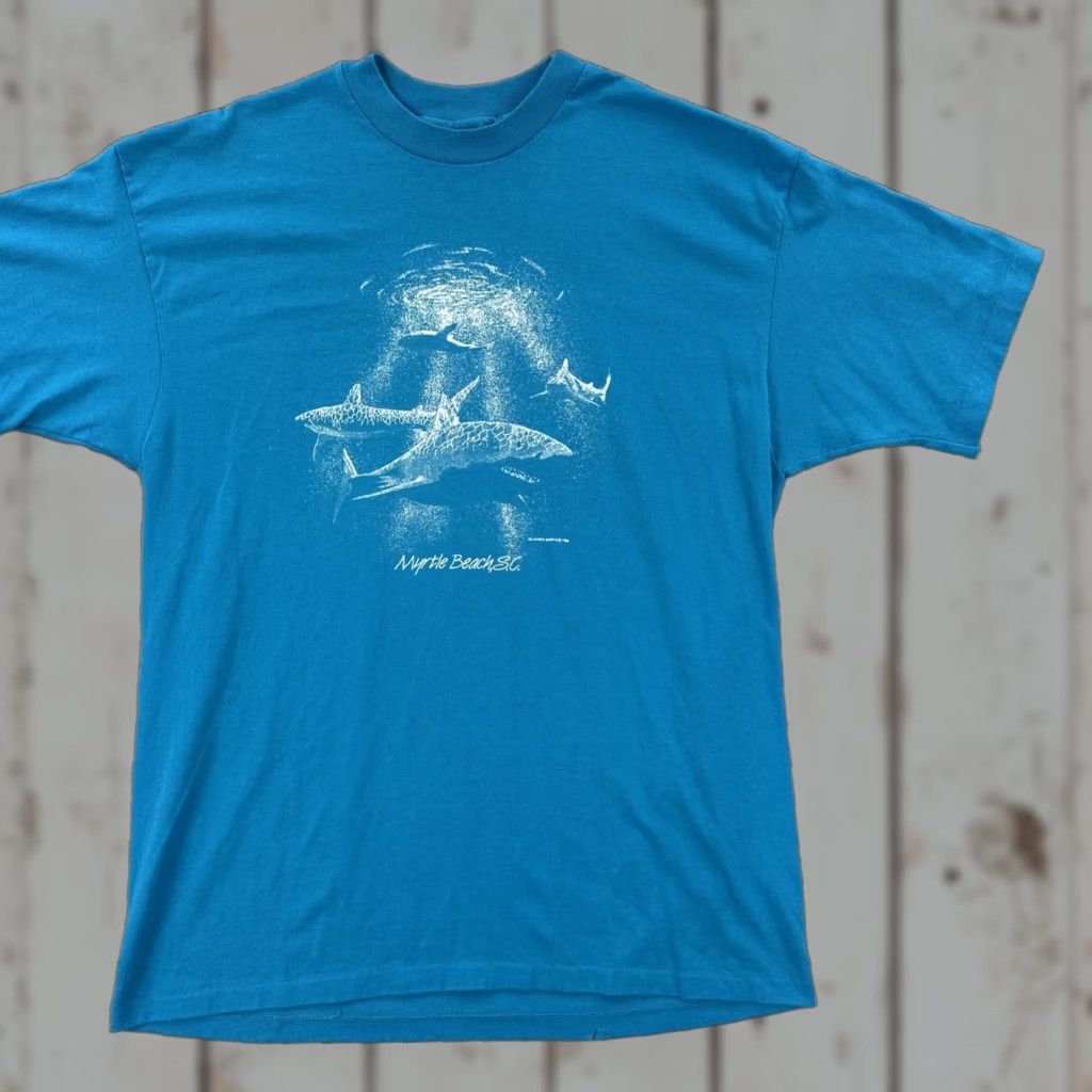 Hanes VINTAGE Hanes Shirt XL Blue Single Stitch Made In USA 1988 80s USA Animals Men Crew Neck Short Sleeve Size US XL / EU 56 / 4 - 1 Thumbnail