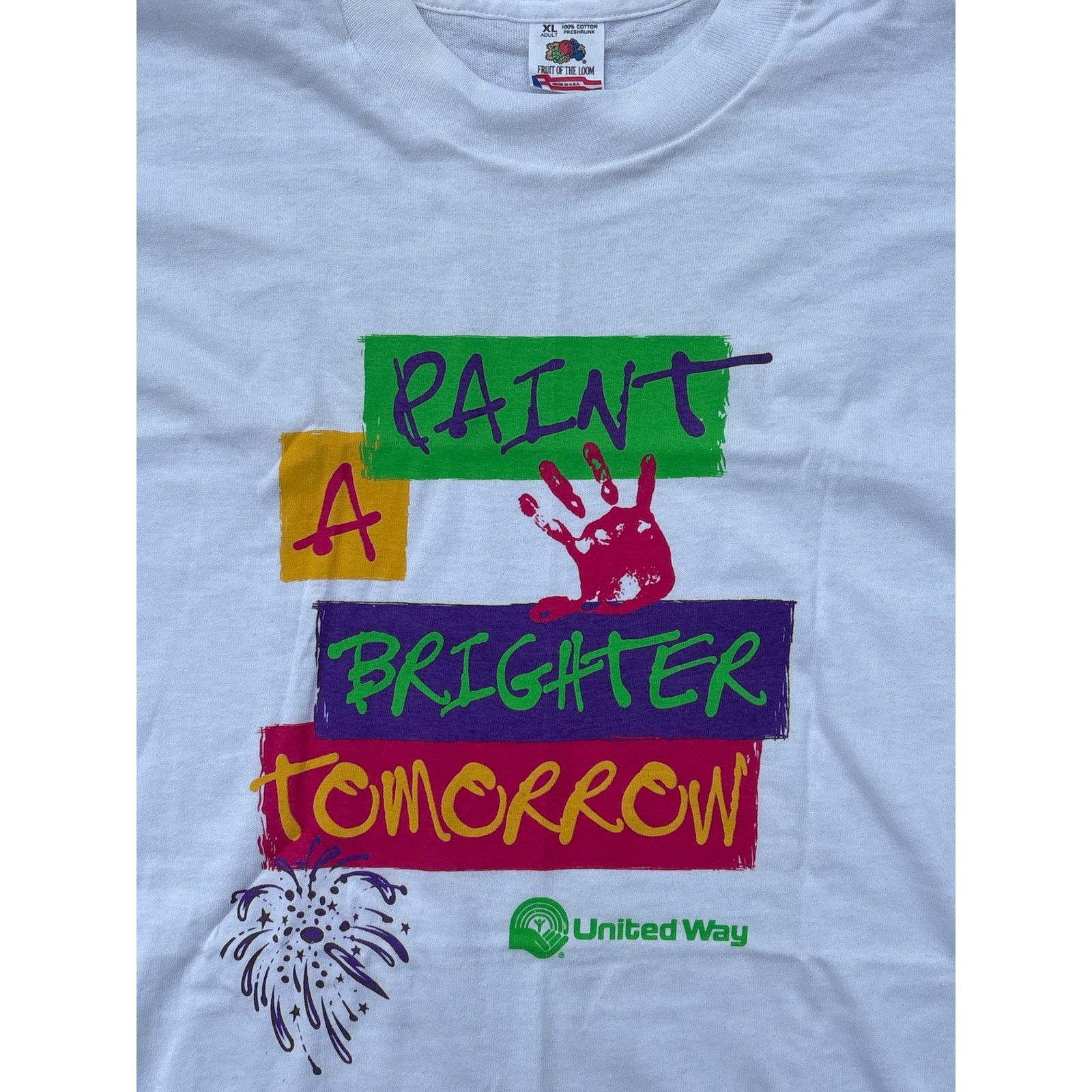Fruit Of The Loom Vtg “Paint a Brighter tomorrow” United Way Hospital Shirt XL Size US XL / EU 56 / 4 - 2 Thumbnail