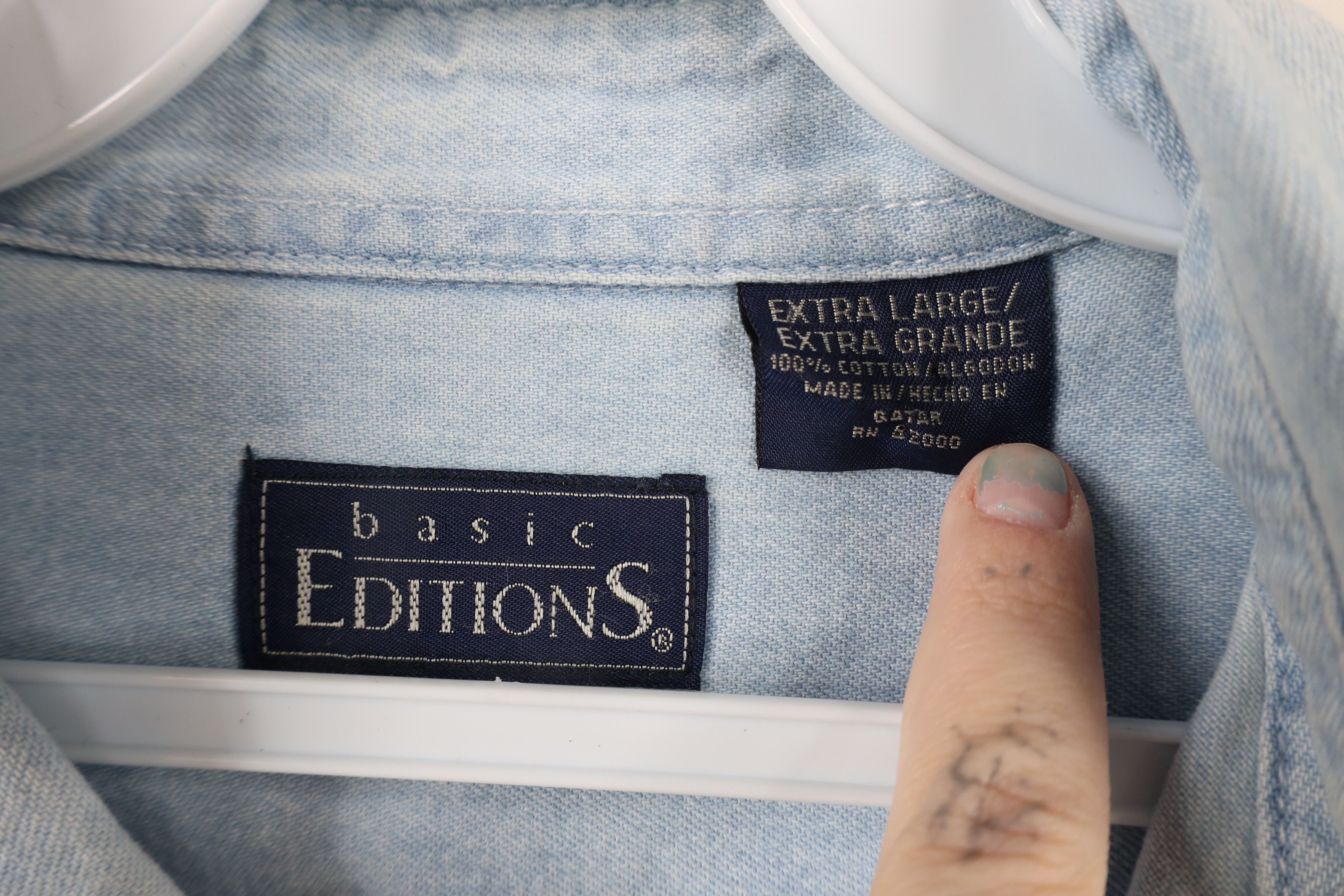Vintage Vintage 90s Streetwear Denim Jean Button Down Shirt Blue Size US XL / EU 56 / 4 - 10 Thumbnail