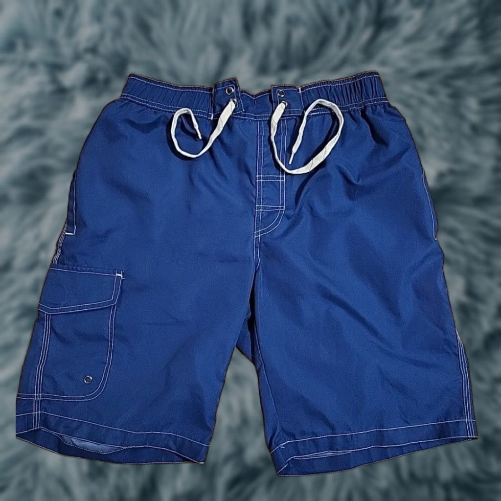 Vintage St. John's Bay M Swim Trunks/Shorts Key Pocket Blue 30-34" Waist 9.5" Inseam Mens Regular Size US 31 - 1 Thumbnail