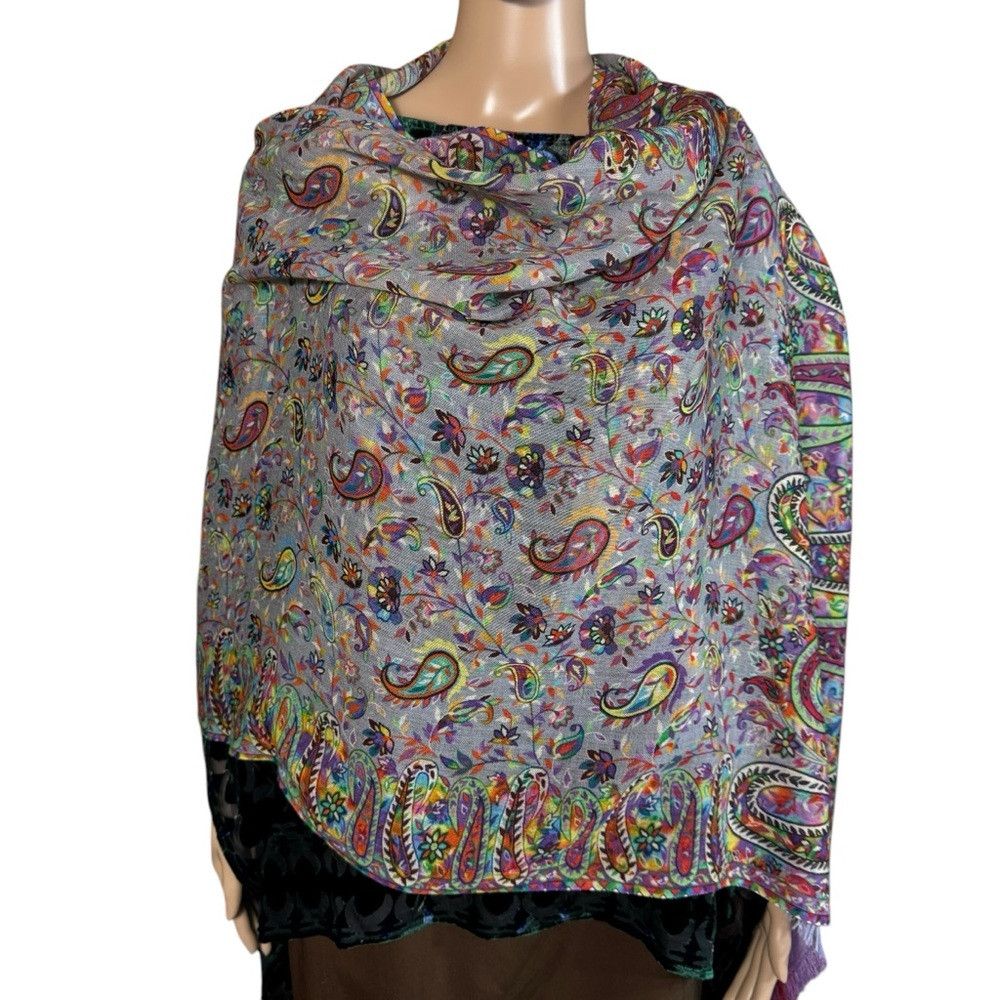 Other Tolani Wool Paisley Print Large Rectangle Scarf Wrap 28'' x Size ONE SIZE - 3 Thumbnail