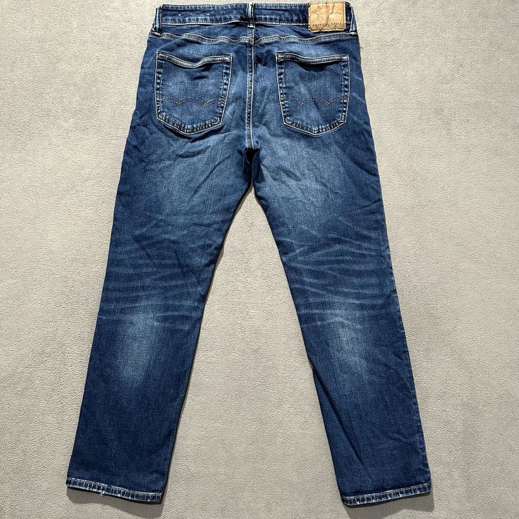 American Eagle Outfitters American Eagle Jeans Mens 33x30 Blue Denim Airflex Slim Straight GUC Size US 32 / EU 48 - 2 Thumbnail
