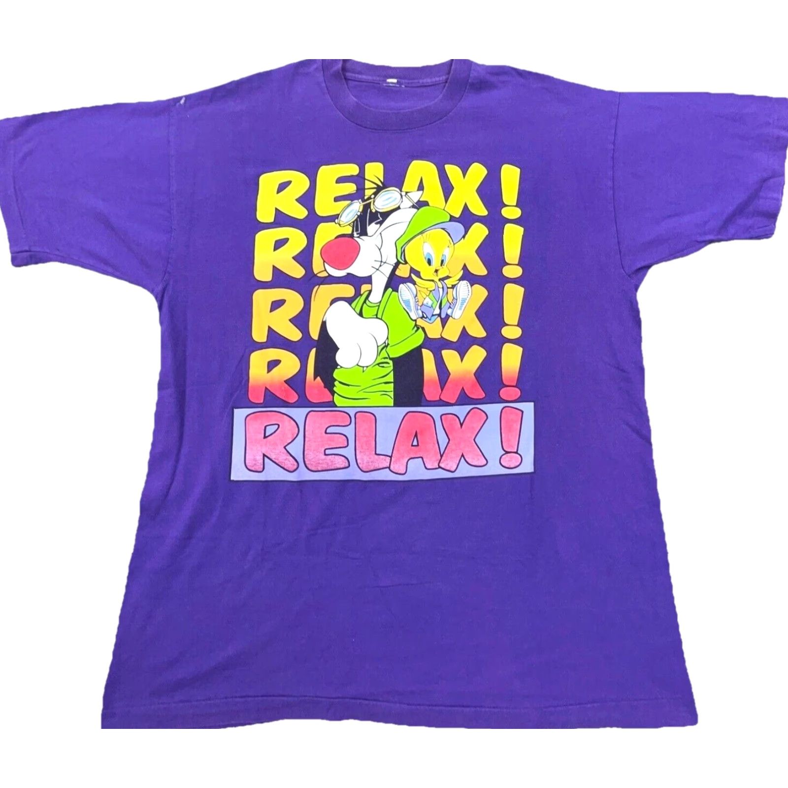Vintage VINTAGE Looney Tunes Shirt Men XL Purple 90s Tweety Bird Sylvester Logo Graphic Print Short Sleeve Crew Neck Size US XL / EU 56 / 4 - 2 Thumbnail