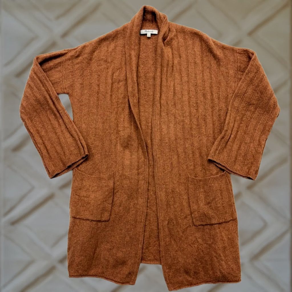 Madewell Madewell Wool Blend Piedmont Ribbed Duster Cardigan Sweater Burnt Orange Size XS Size XS / US 0-2 / IT 36-38 - 1 Thumbnail