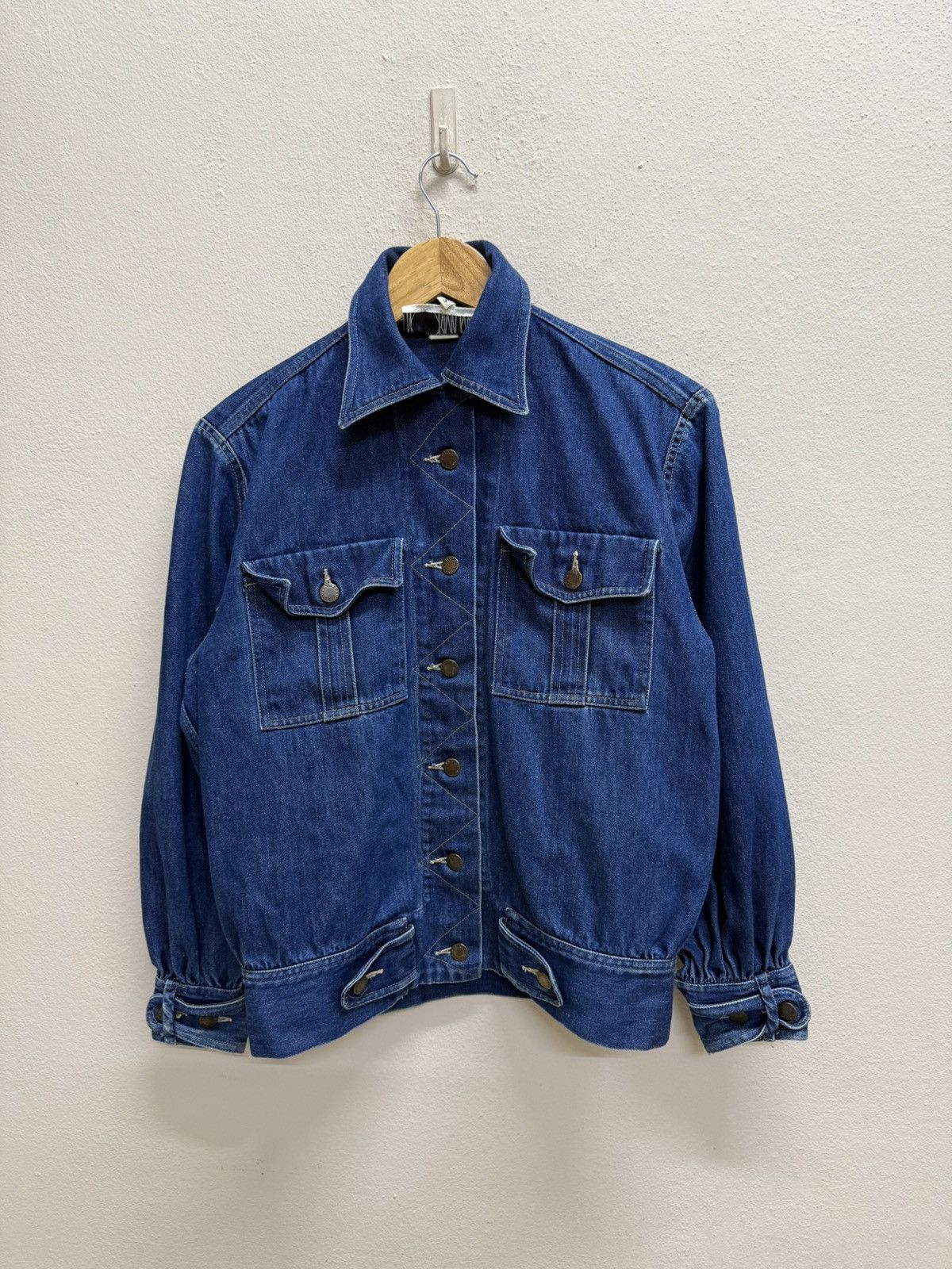 Japanese Brand × Norma Kamali × Vintage Norma Kamali Denim Bomber Jacket Size S / US 4 / IT 40 - 18 Thumbnail