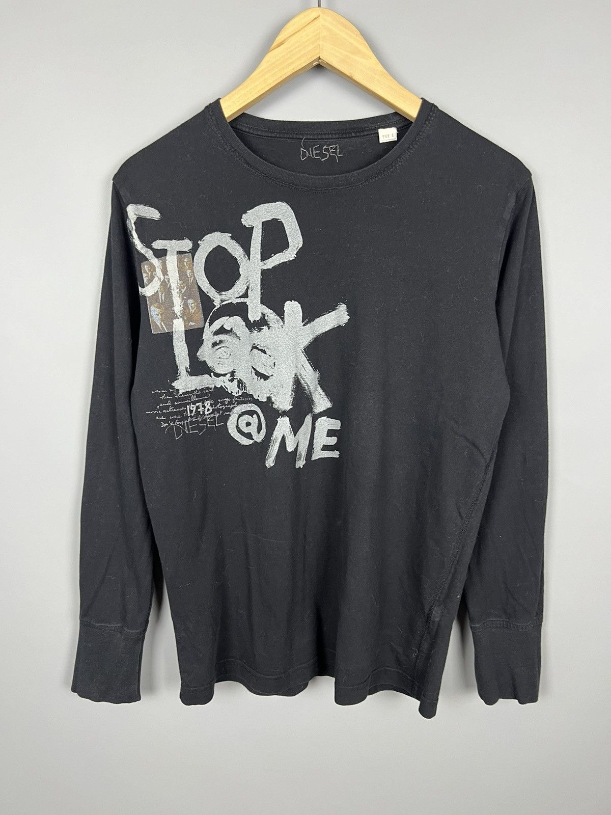Diesel (S) Diesel “stop look a me” Long Sleeve T-Shirt big logo Size US S / EU 44-46 / 1 - 2 Thumbnail