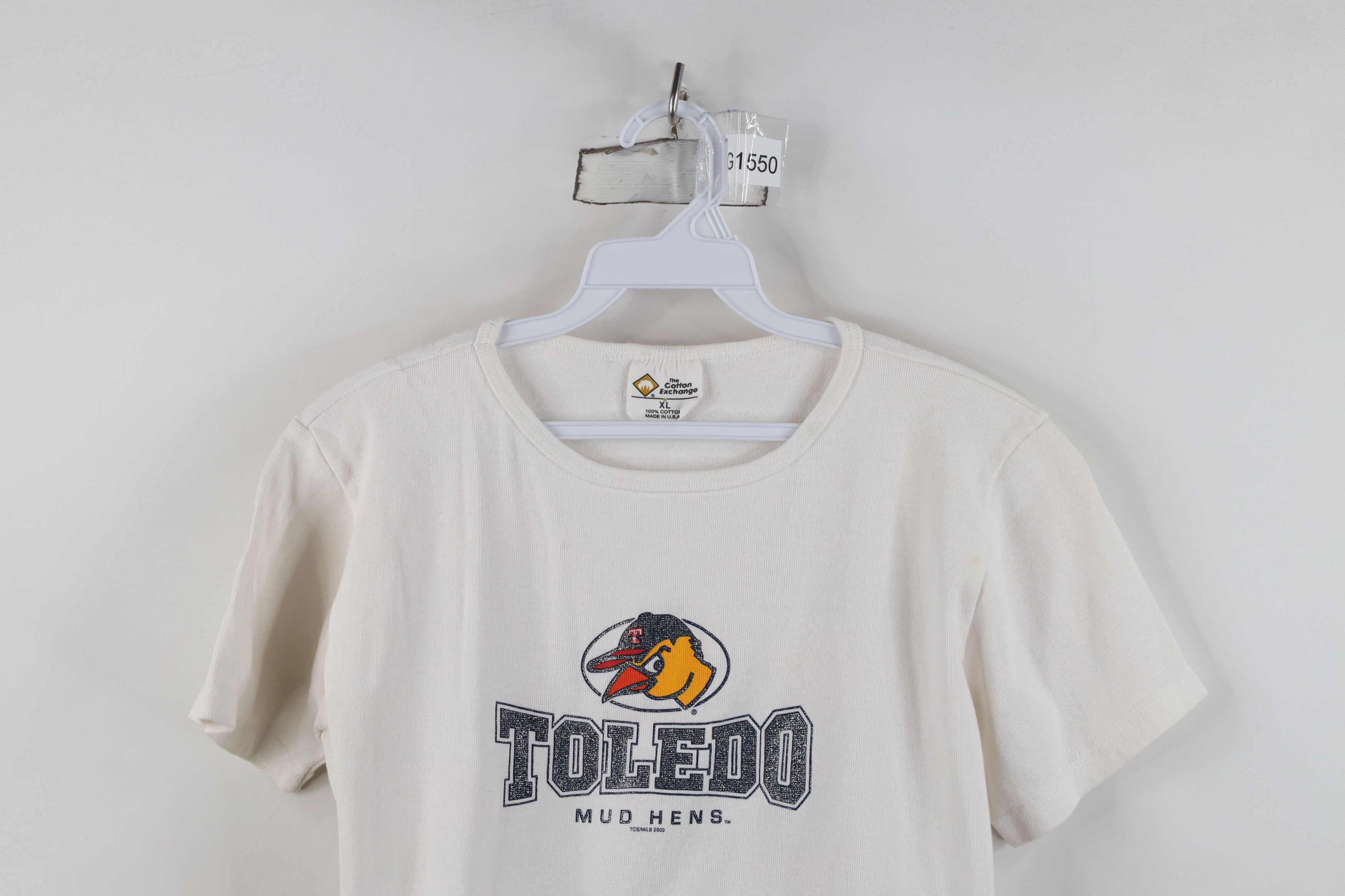 Vintage Vintage Y2K 2003 Baseball Ribbed Knit Cropped T-Shirt USA Size XL / US 12-14 / IT 48-50 - 2 Thumbnail