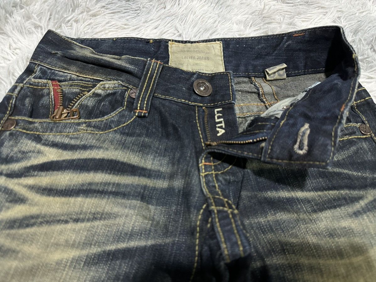 Tornado Mart 🔥Sick Y2K Lolita Exotic Vintage Denim Mud Wash Flared Zipper Size US 28 / EU 44 - 13 Thumbnail