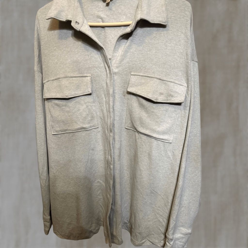 Eberjey Eberjey Women's Luxe Sweats Shacket Snap Collared Heather Gray Green Size Medium Size M / US 6-8 / IT 42-44 - 1 Thumbnail