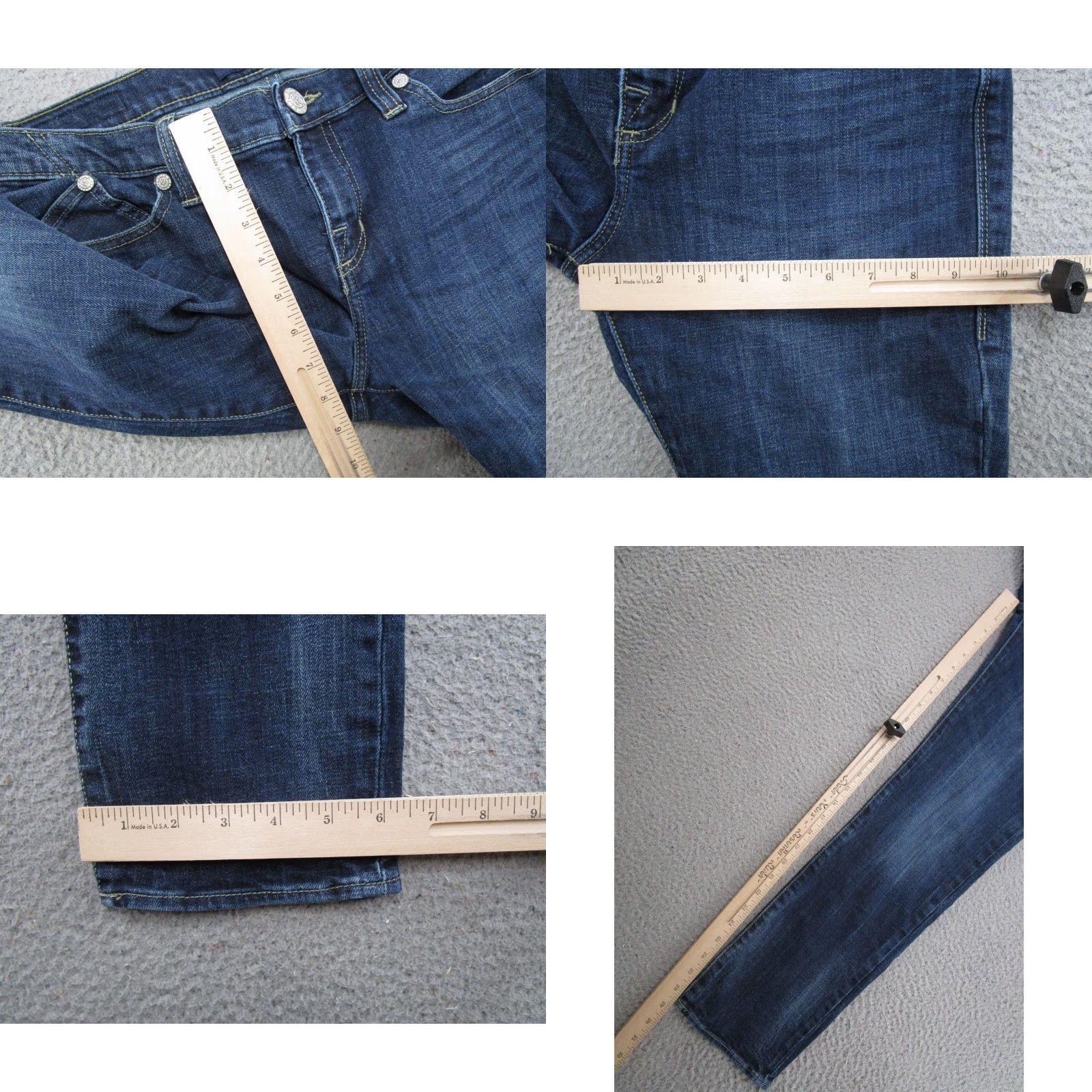 Vintage Rock & Republic Jeans Straight Denim Blue Stretch Size 12 Dark Wash Women Regular Pockets 5-T Size 34" / US 12 / IT 48 - 8 Thumbnail