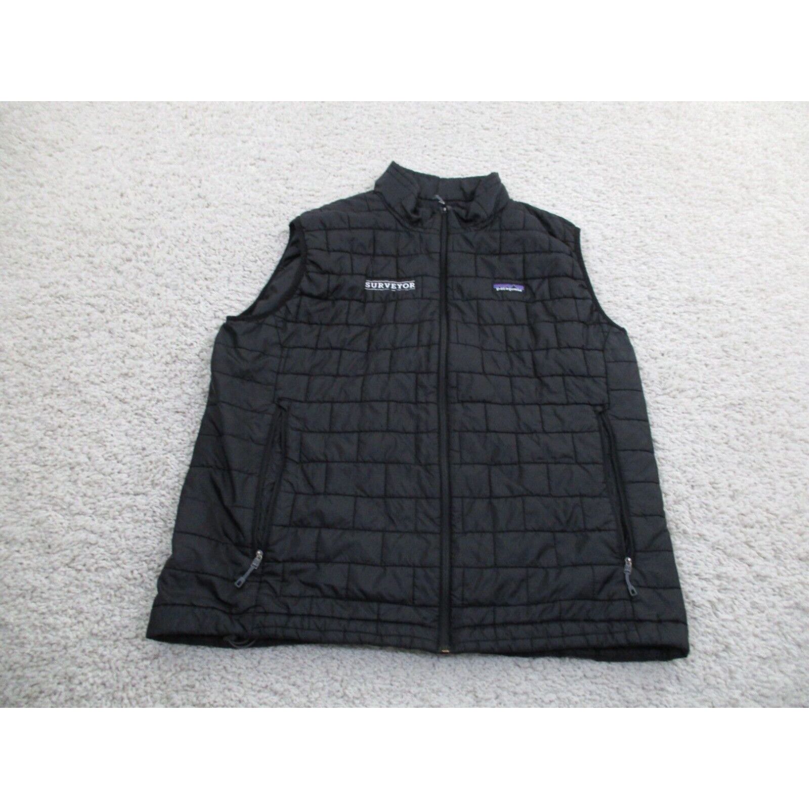 image of Patagonia Vest Mens Extra Large Black Nano Puff Quilted Primaloft Full Zip Logo in White (Size XL)